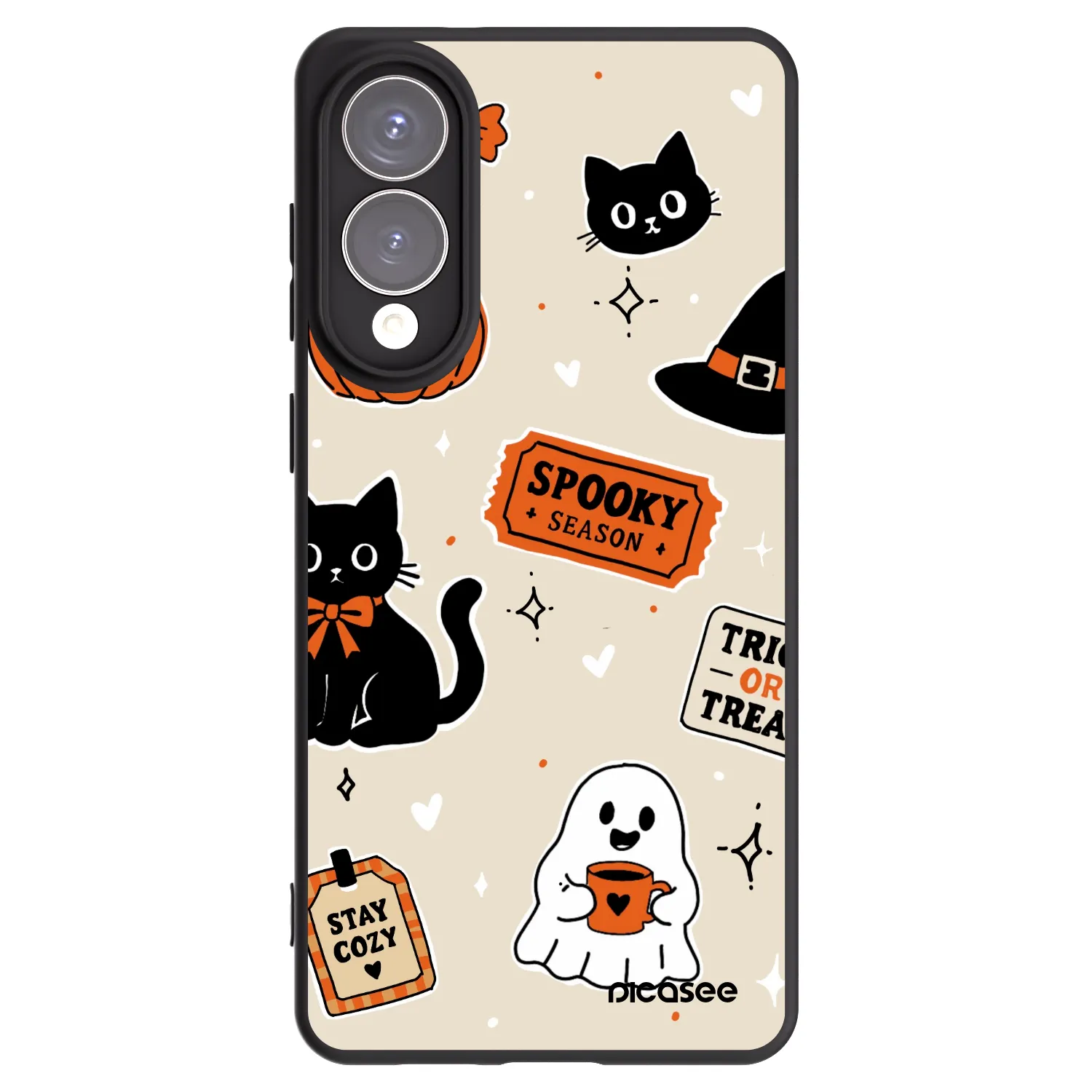 Picasee Μαύρη θήκη σιλικόνης για Samsung Galaxy S25 Edge 5G - Halloween stickers