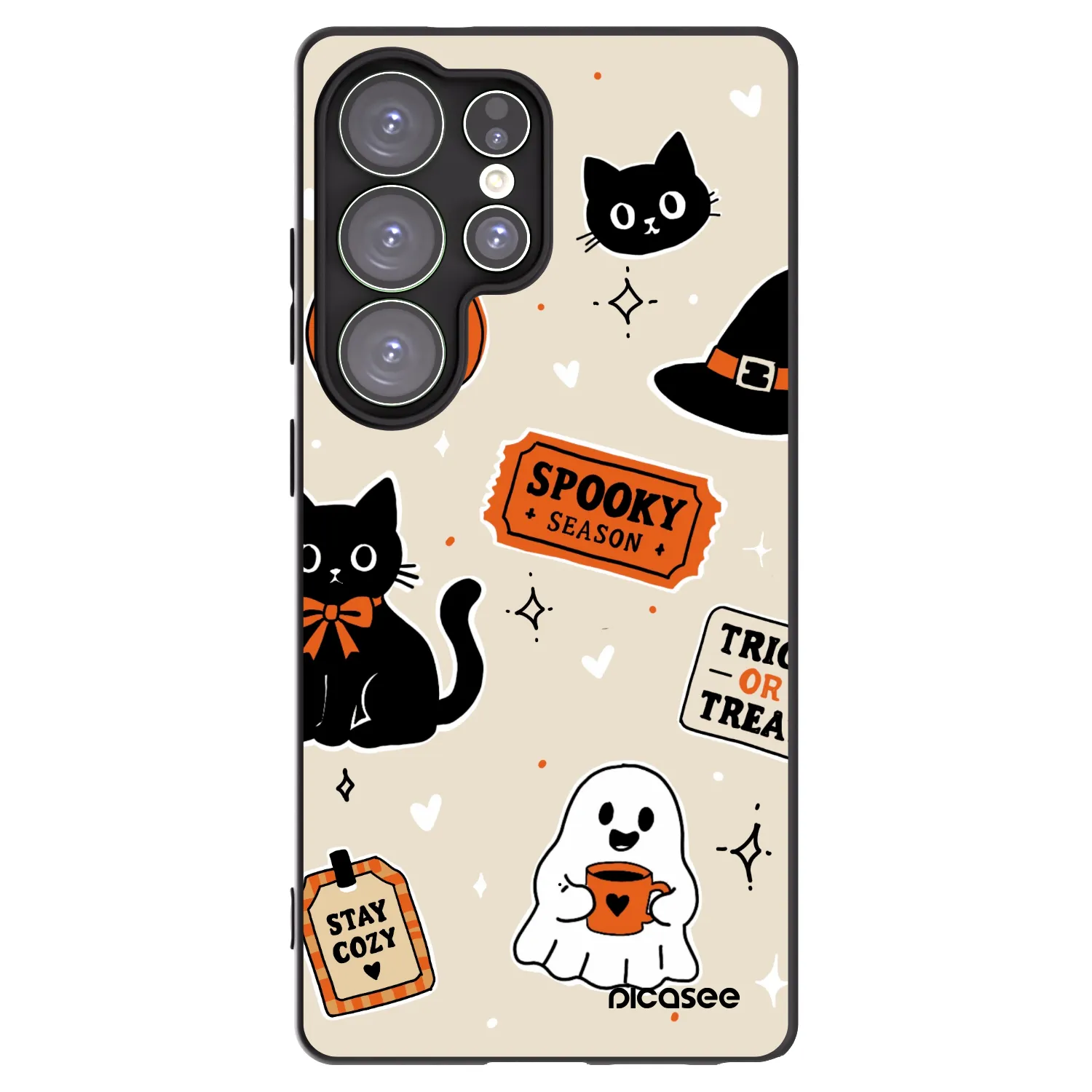 Picasee Μαύρη θήκη σιλικόνης για Samsung Galaxy S25 Ultra 5G - Halloween stickers