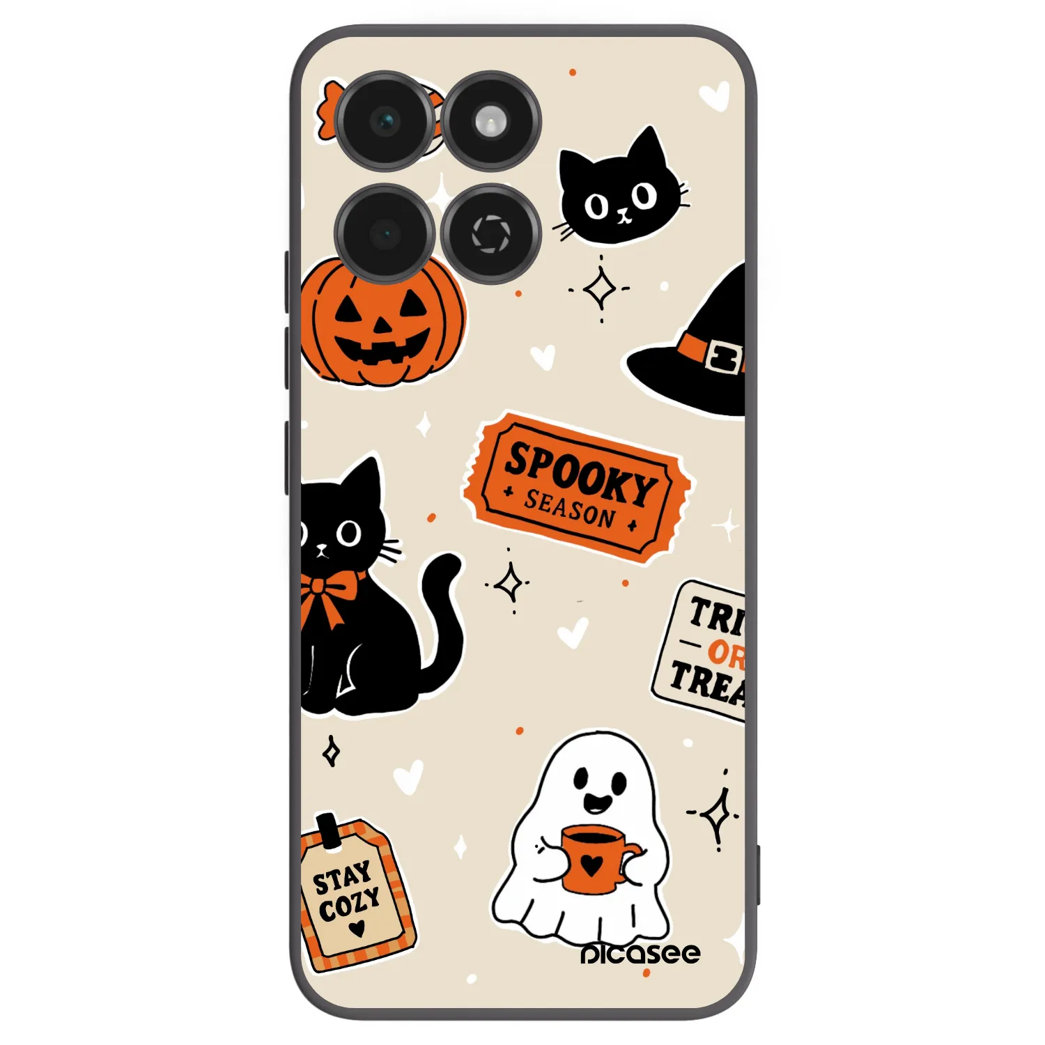 Picasee Μαύρη θήκη σιλικόνης για Honor 200 Smart 5G - Halloween stickers