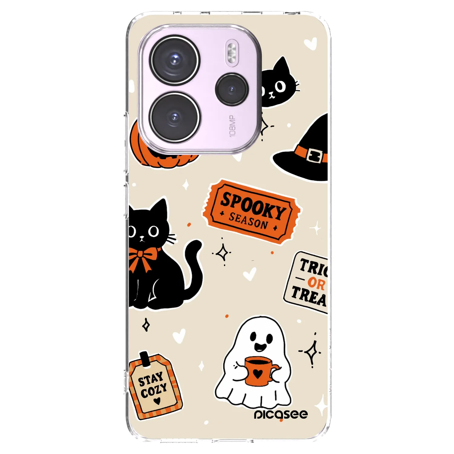 Picasee διαφανής θήκη σιλικόνης Xiaomi Redmi Note 14 4G - Halloween stickers