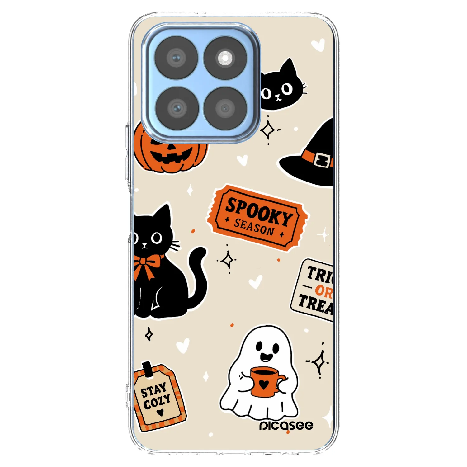 Picasee διαφανής θήκη σιλικόνης Honor X8c - Halloween stickers