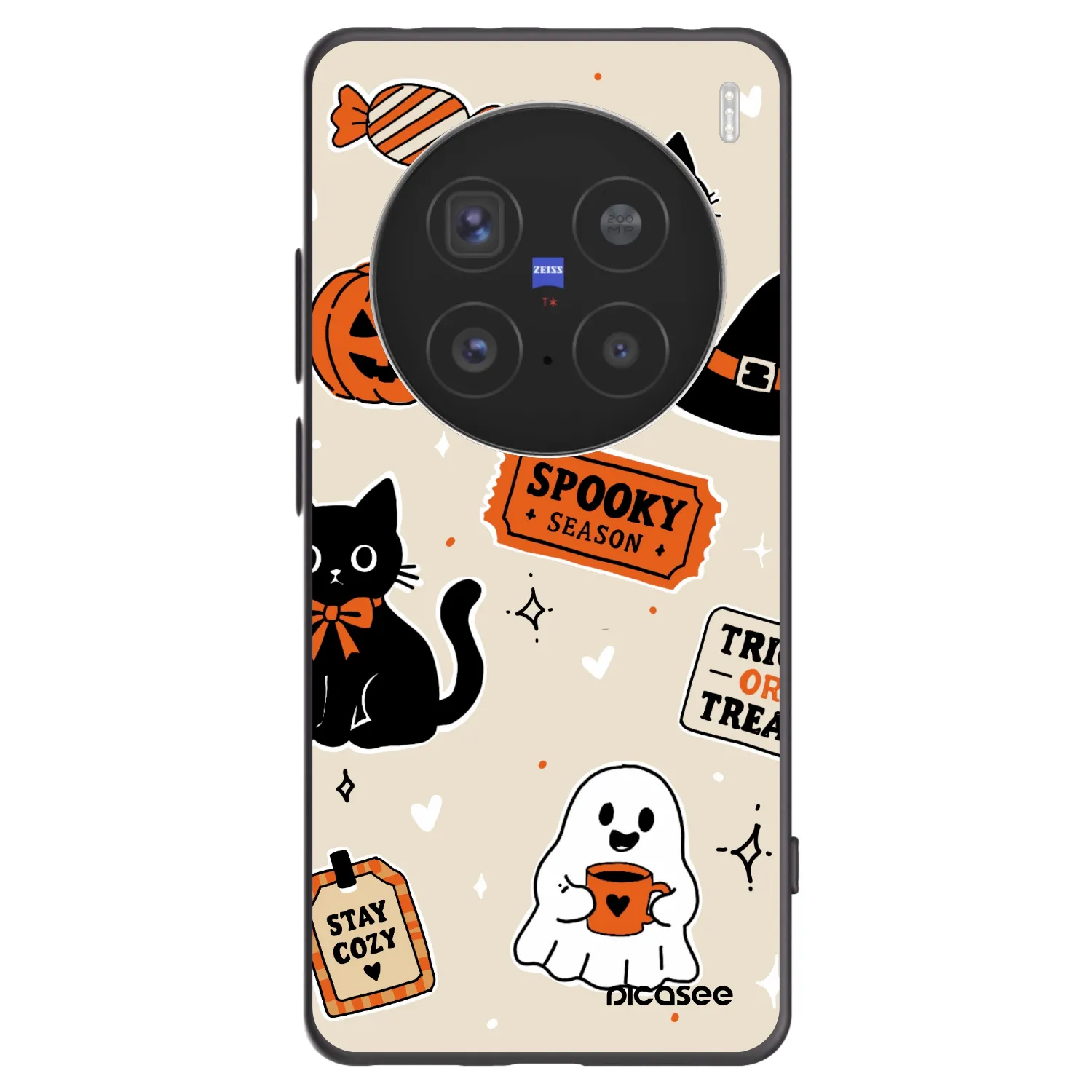 Picasee Μαύρη θήκη σιλικόνης για Vivo X200 Pro - Halloween stickers