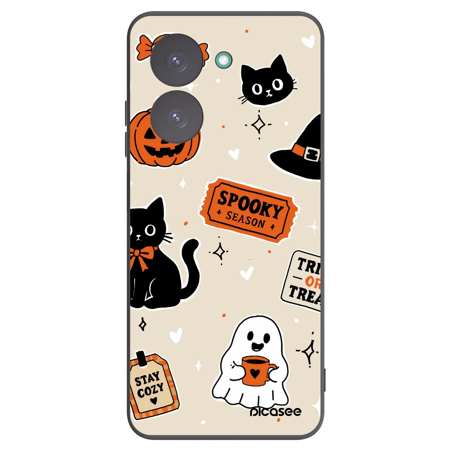 Picasee Μαύρη θήκη σιλικόνης για Xiaomi Redmi A5 - Halloween stickers