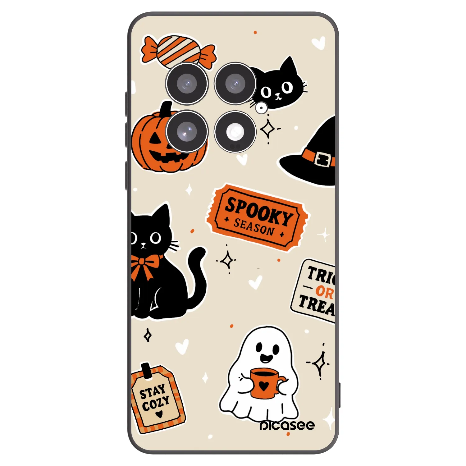 Picasee Μαύρη θήκη σιλικόνης για OnePlus 13 5G - Halloween stickers