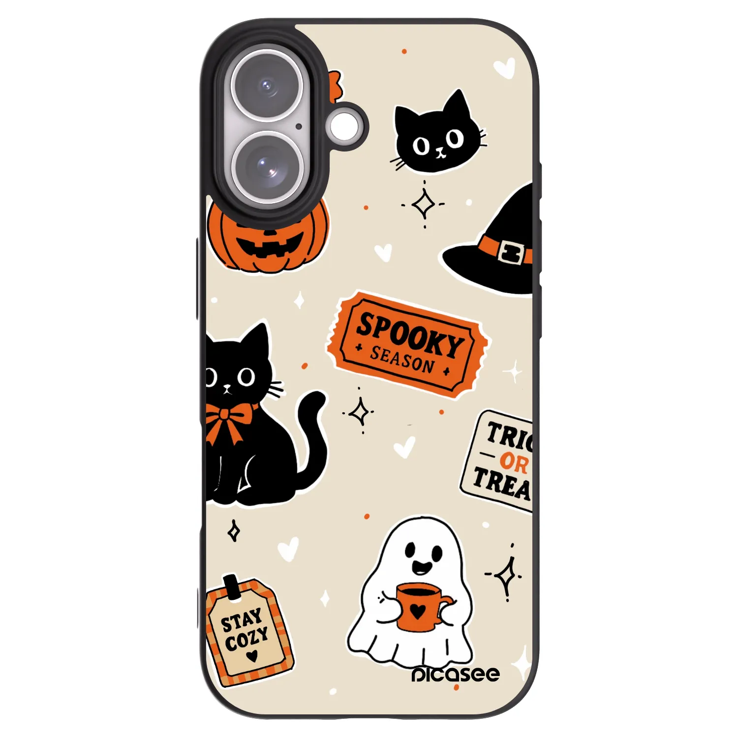 Picasee Μαύρη θήκη σιλικόνης για Apple iPhone 17 - Halloween stickers