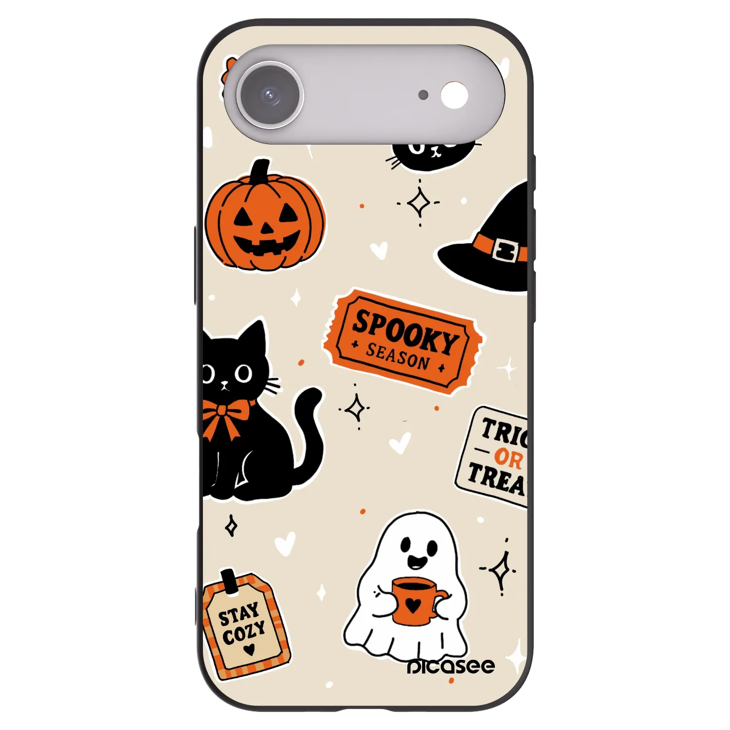 Picasee Μαύρη θήκη σιλικόνης για Apple iPhone Air - Halloween stickers