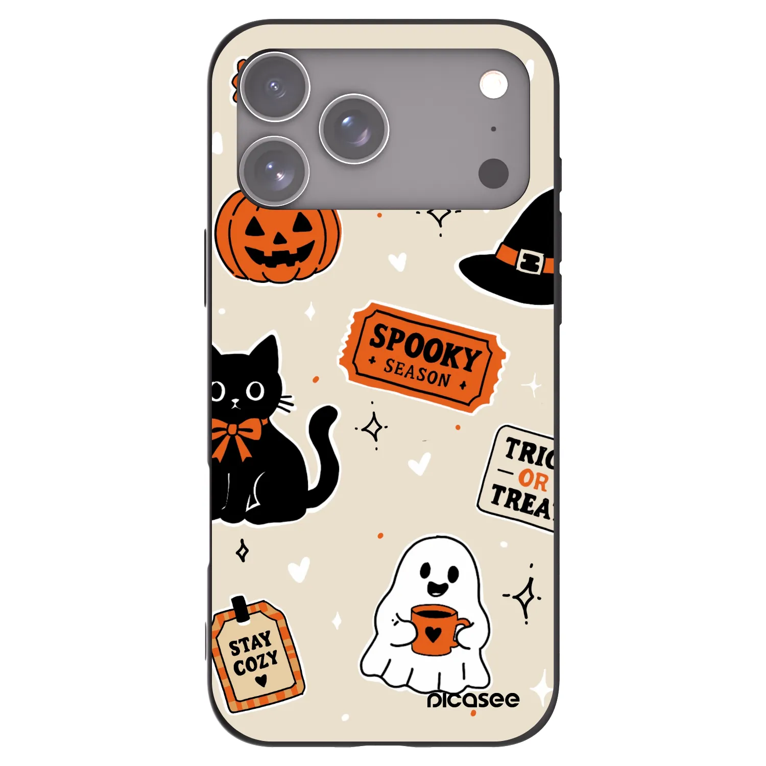 Picasee Μαύρη θήκη σιλικόνης για Apple iPhone 17 Pro Max - Halloween stickers