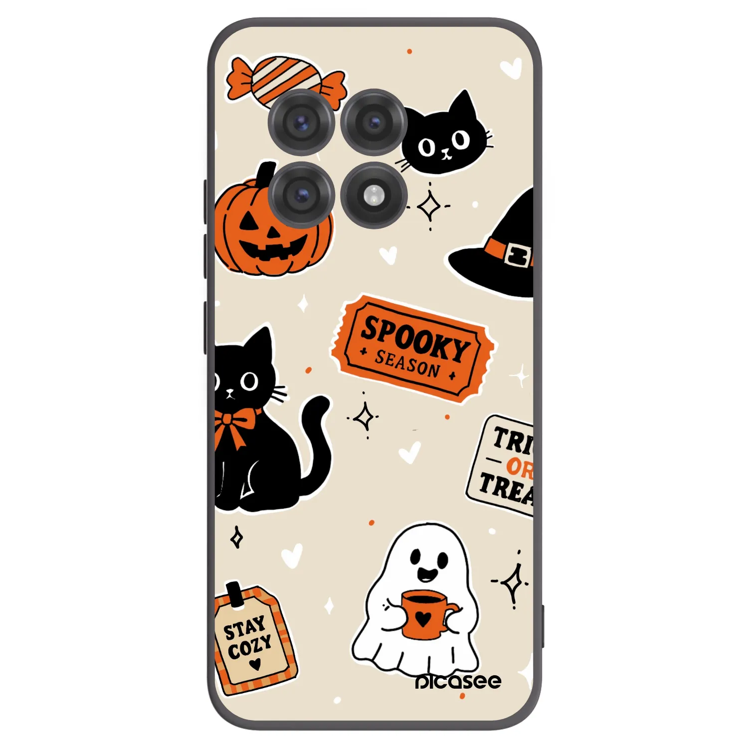 Picasee Μαύρη θήκη σιλικόνης για OnePlus 13R 5G - Halloween stickers