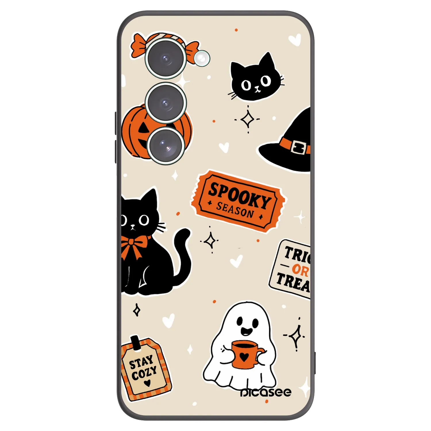 Picasee Μαύρη θήκη σιλικόνης για Xiaomi Redmi 15 5G - Halloween stickers