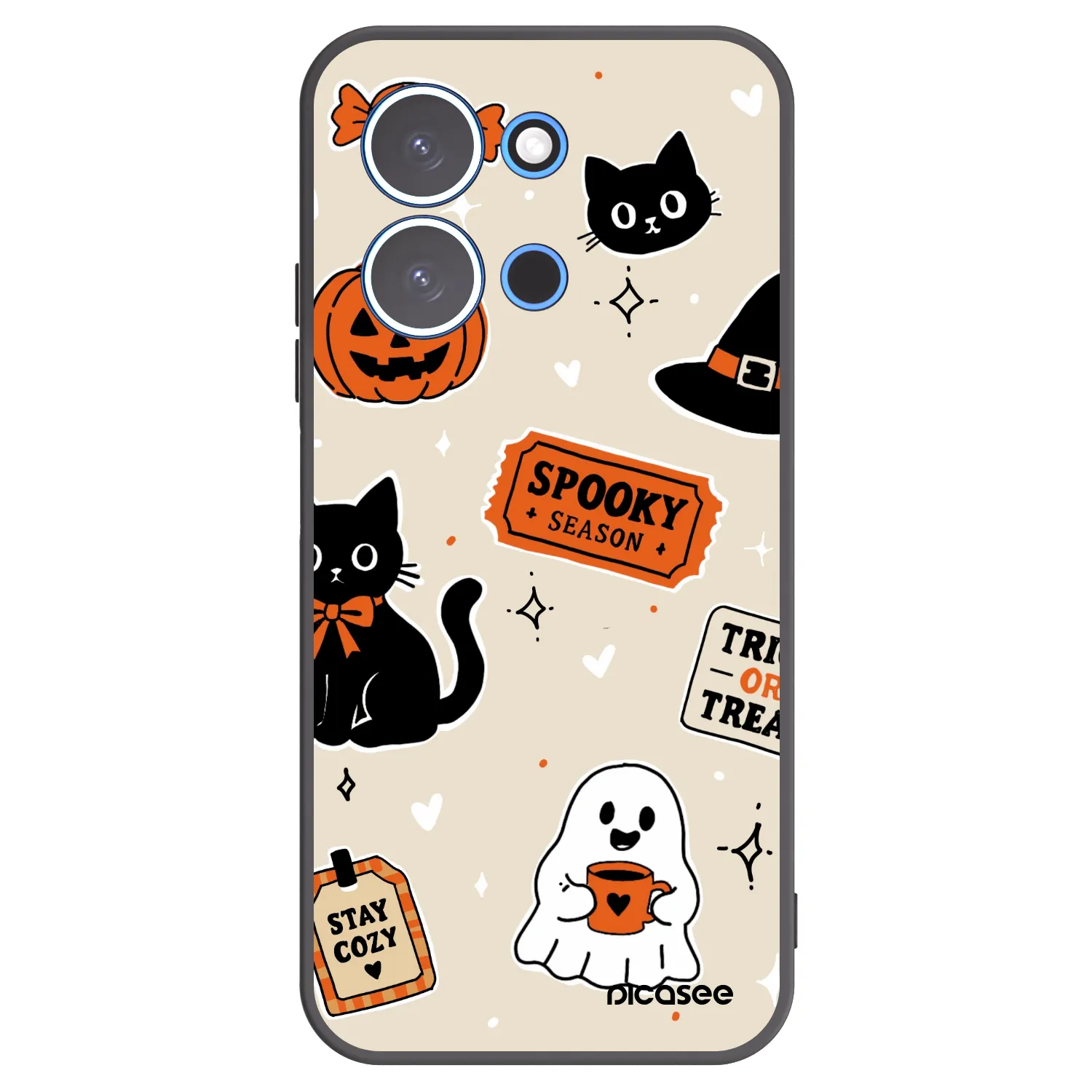 Picasee Μαύρη θήκη σιλικόνης για Xiaomi Redmi 15C 4G - Halloween stickers