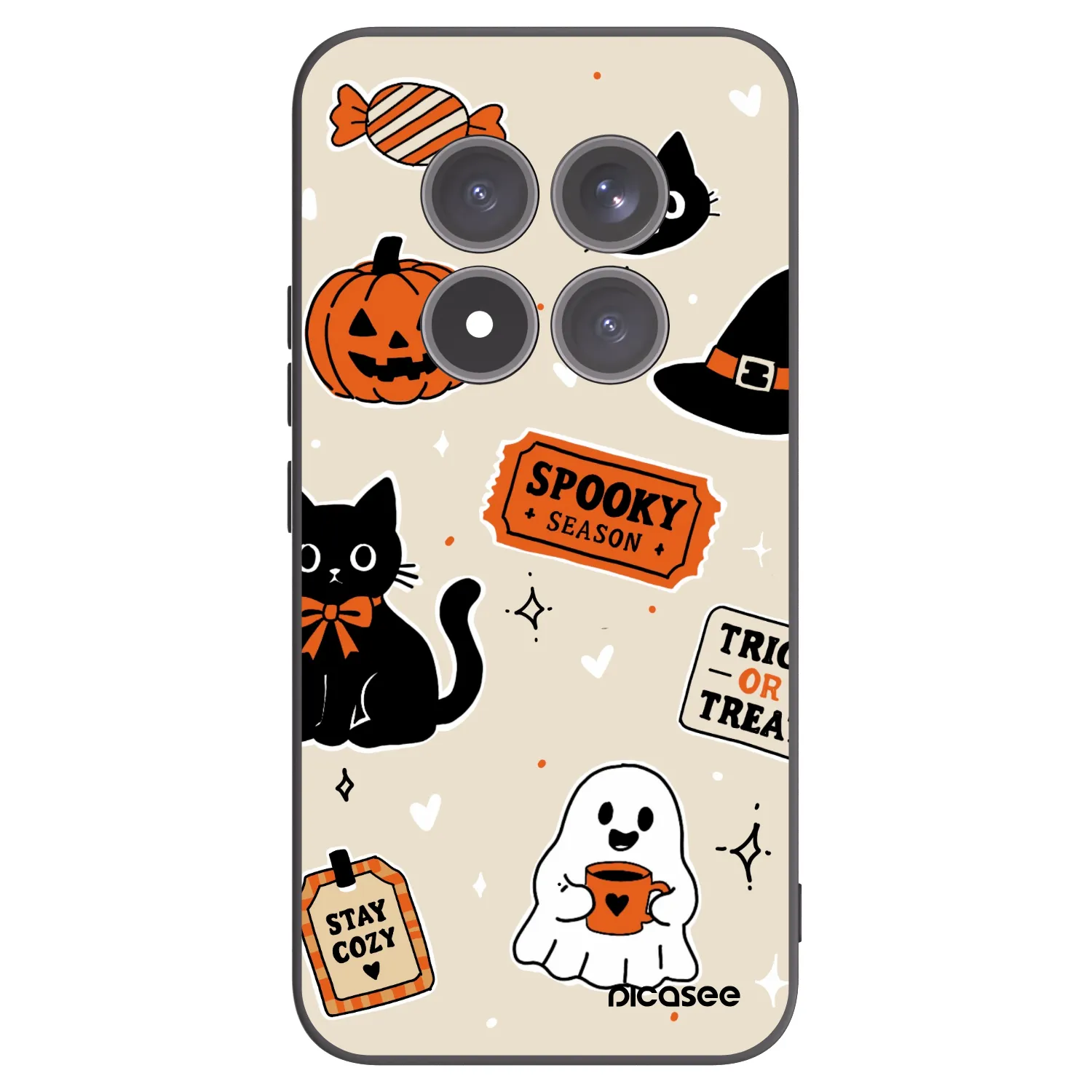 Picasee Μαύρη θήκη σιλικόνης για Xiaomi Redmi Note 15 Pro+ - Halloween stickers
