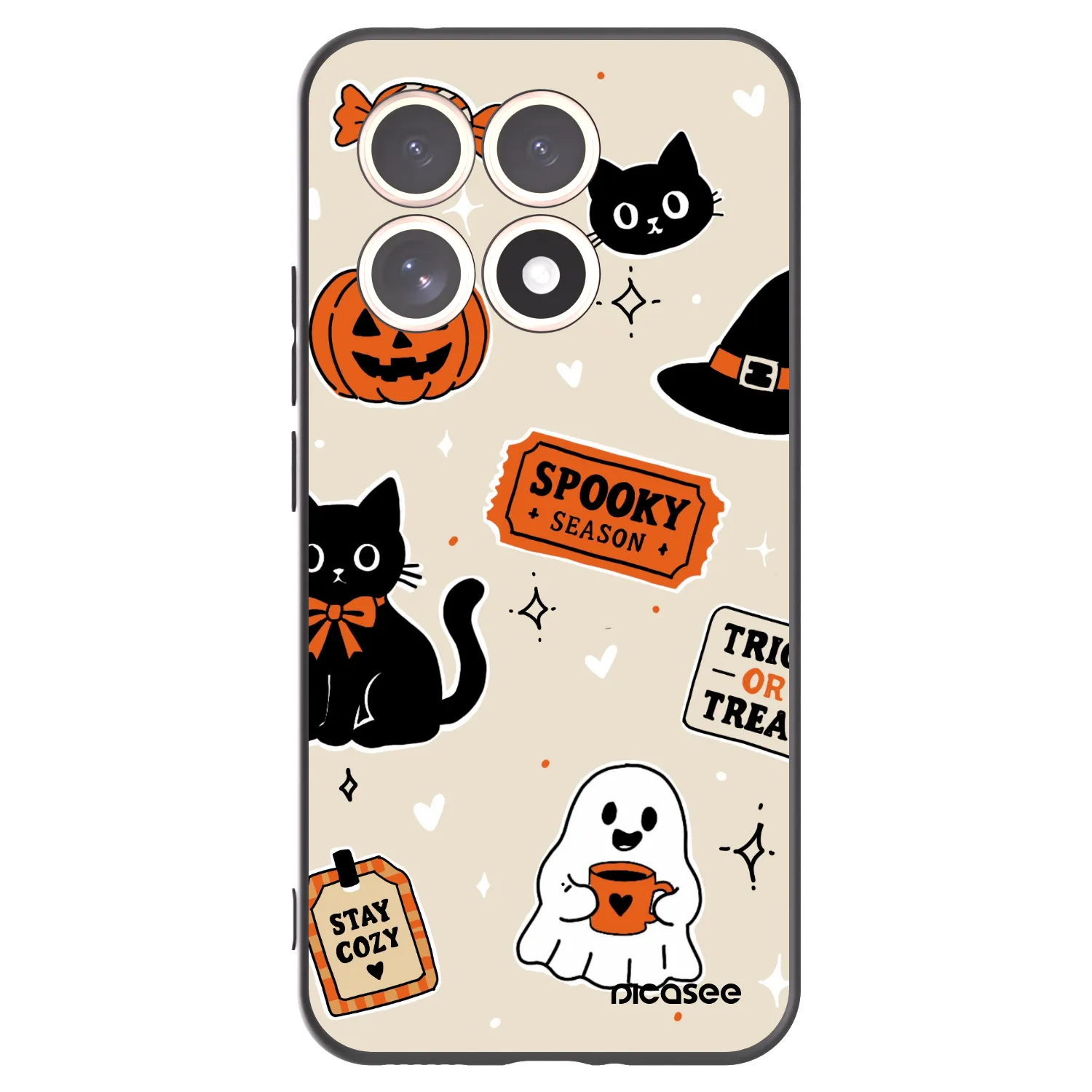 Picasee Μαύρη θήκη σιλικόνης για Xiaomi 15T - Halloween stickers