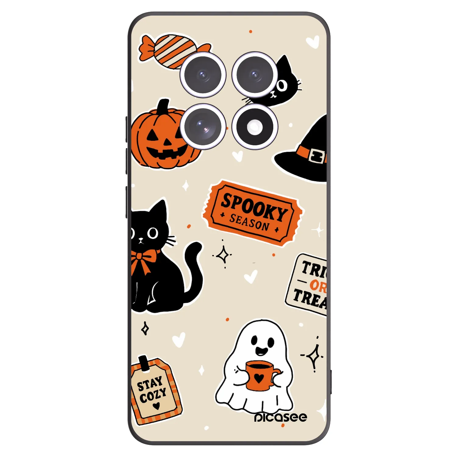 Picasee Μαύρη θήκη σιλικόνης για Xiaomi Redmi Note 15 4G - Halloween stickers