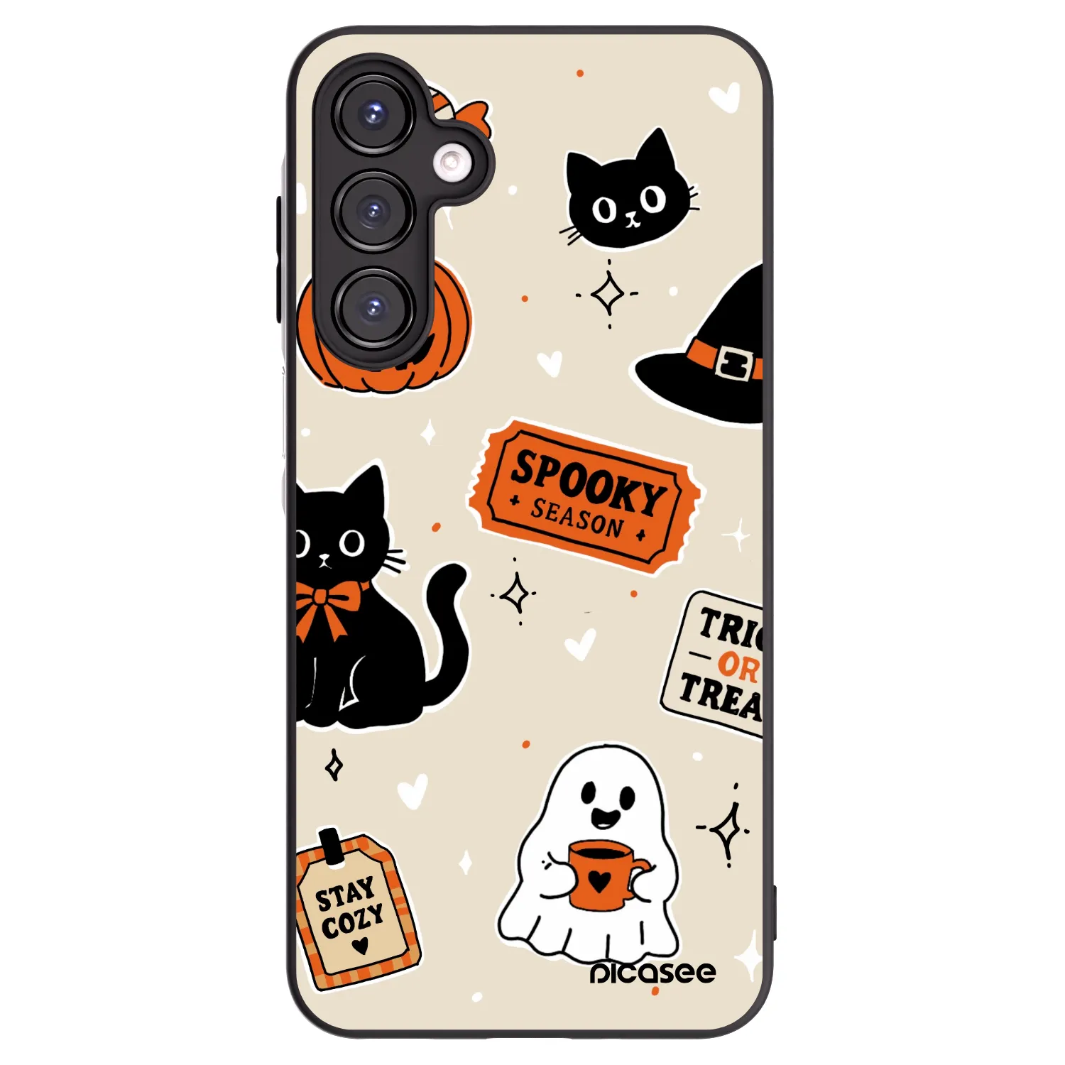 Picasee Μαύρη θήκη σιλικόνης για Samsung Galaxy A16 4G - Halloween stickers