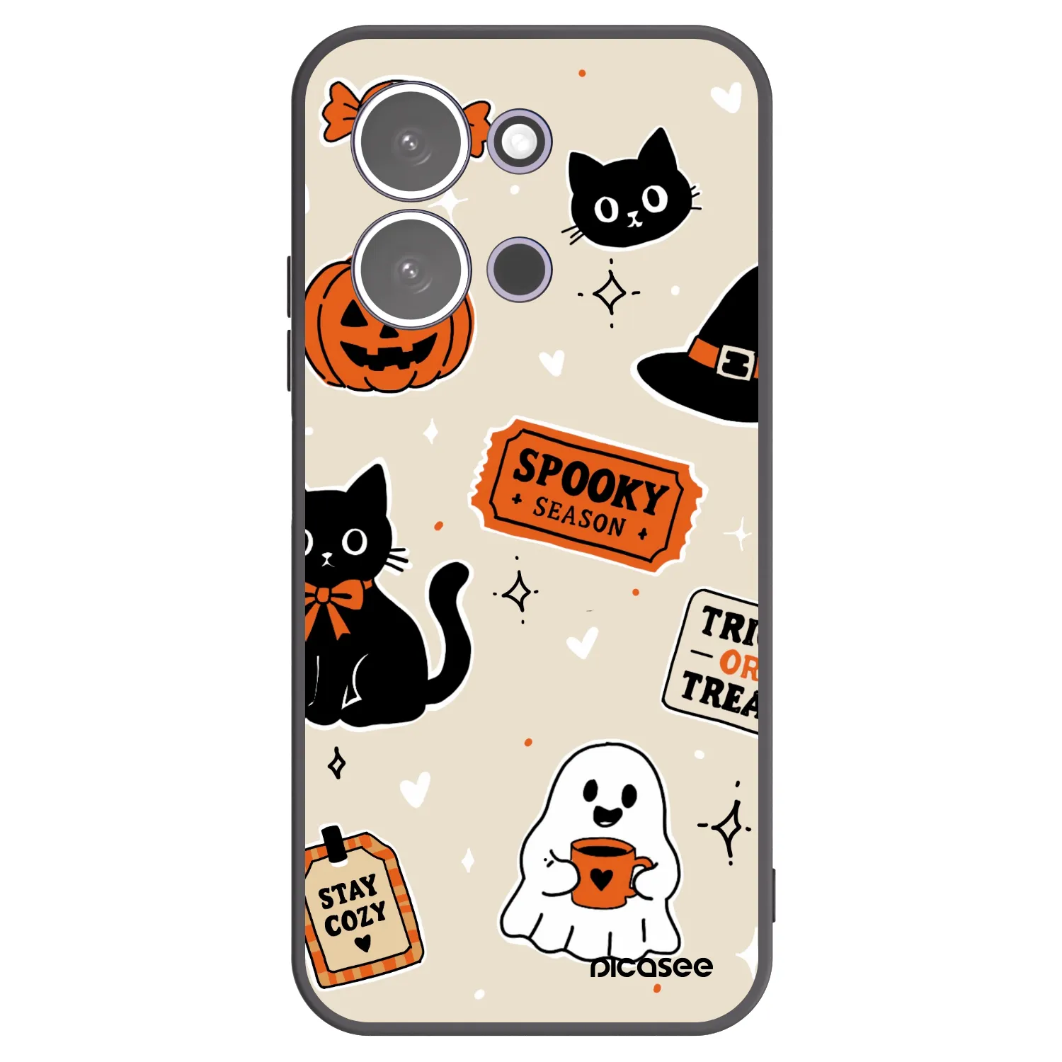 Picasee Μαύρη θήκη σιλικόνης για Xiaomi Redmi 15C 5G - Halloween stickers