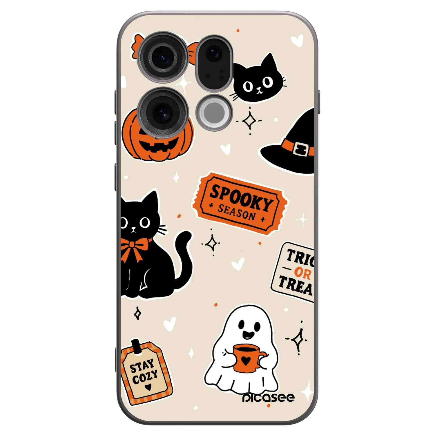 Picasee Μαύρη θήκη σιλικόνης για OPPO Find X9 - Halloween stickers
