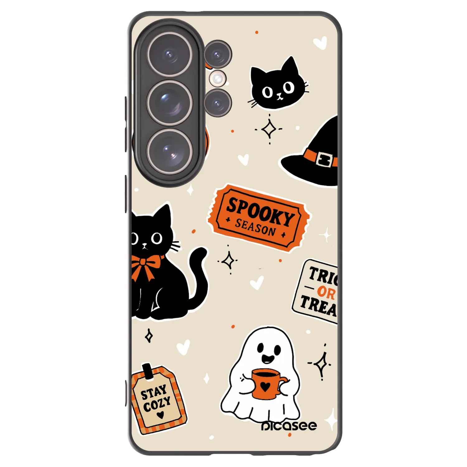 Picasee Μαύρη θήκη σιλικόνης για Samsung Galaxy S26 Ultra - Halloween stickers