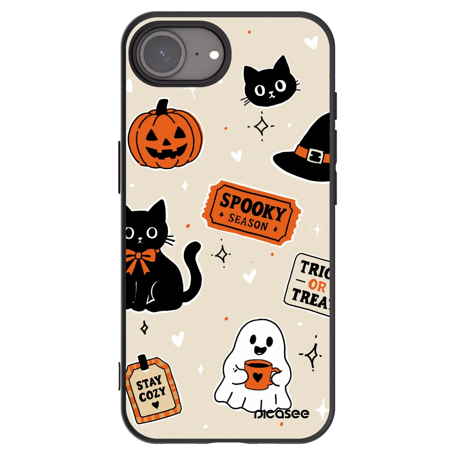 Picasee Μαύρη θήκη σιλικόνης για Apple iPhone 17e - Halloween stickers