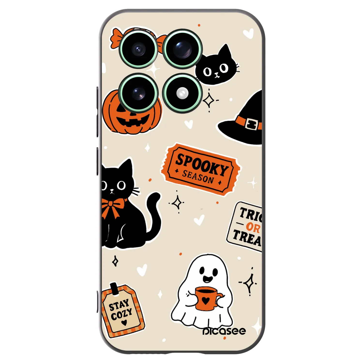 Picasee Μαύρη θήκη σιλικόνης για Xiaomi 17 - Halloween stickers