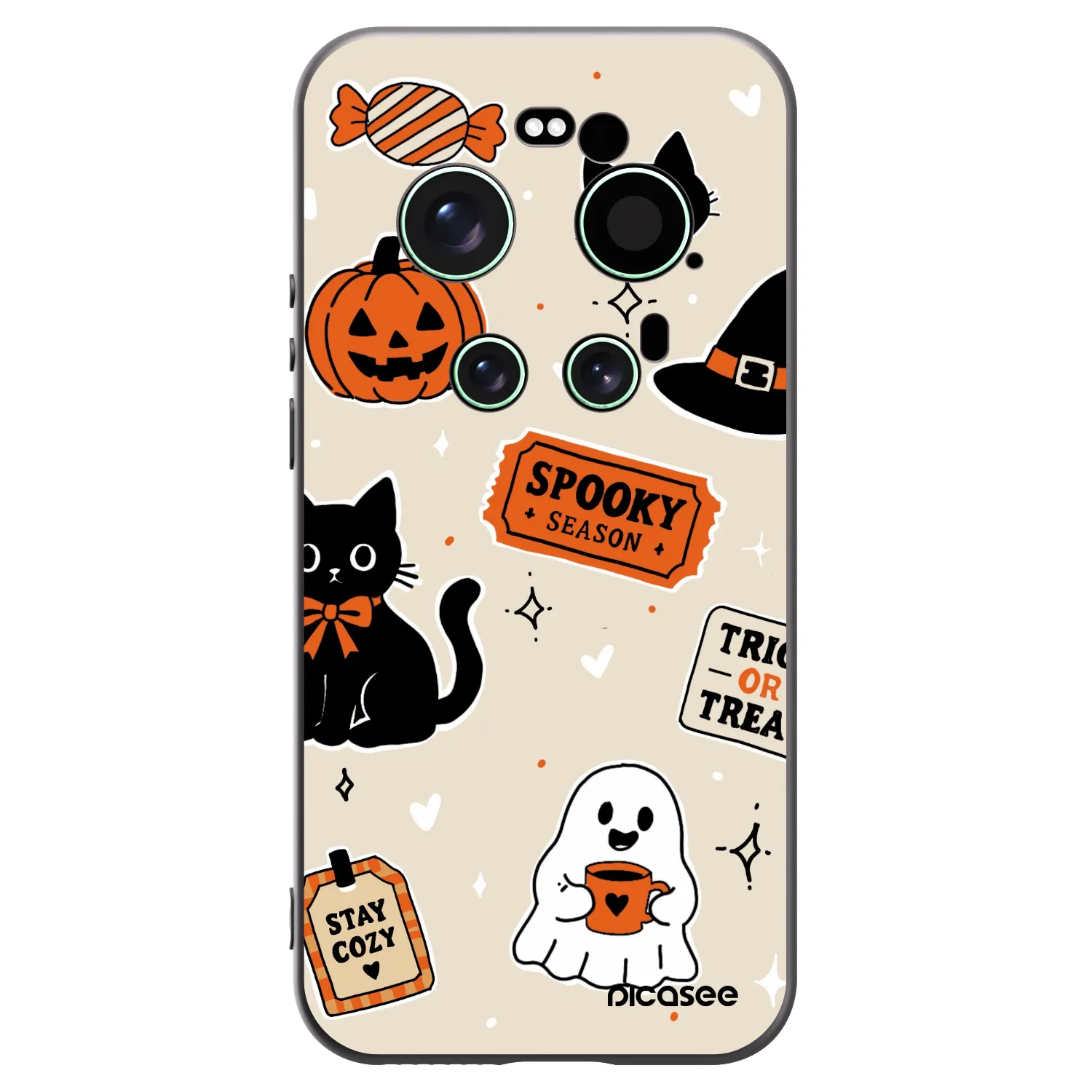 Picasee Μαύρη θήκη σιλικόνης για Xiaomi 17 Ultra - Halloween stickers