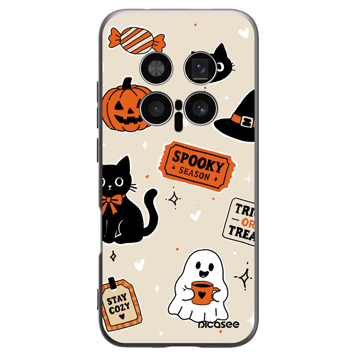 Picasee Μαύρη θήκη σιλικόνης για Honor Magic8 Pro 5G - Halloween stickers