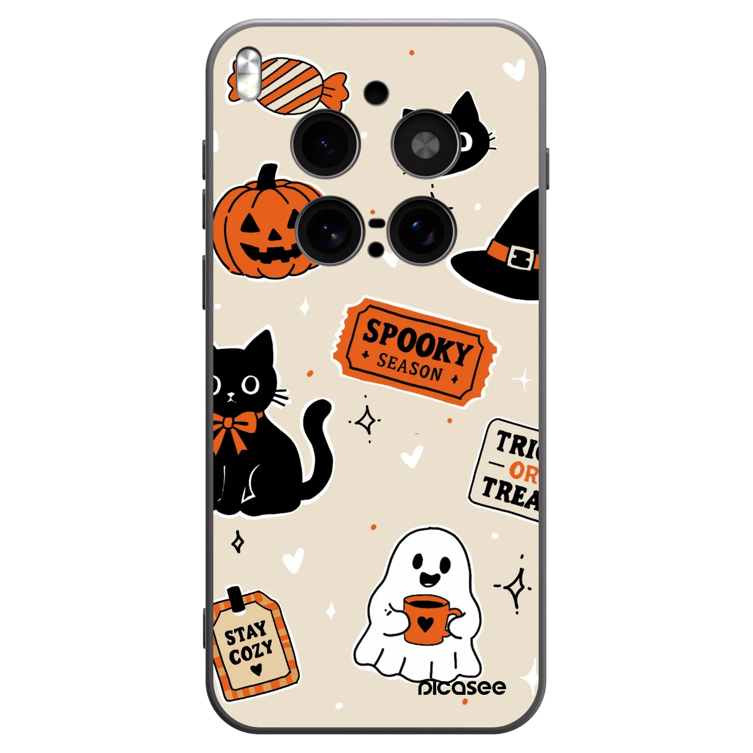 Picasee Μαύρη θήκη σιλικόνης για Vivo X300 Pro - Halloween stickers