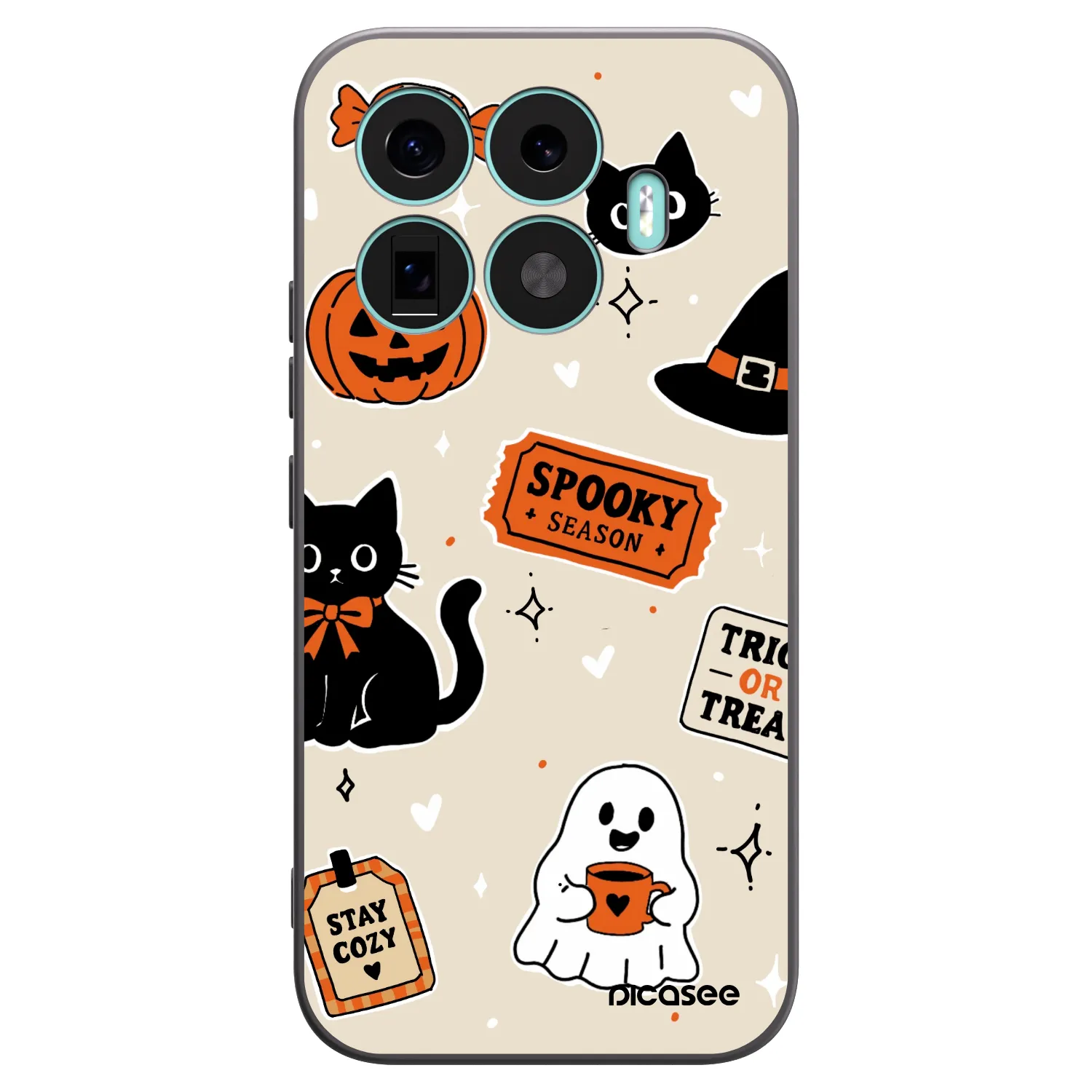 Picasee Μαύρη θήκη σιλικόνης για Xiaomi 17T - Halloween stickers