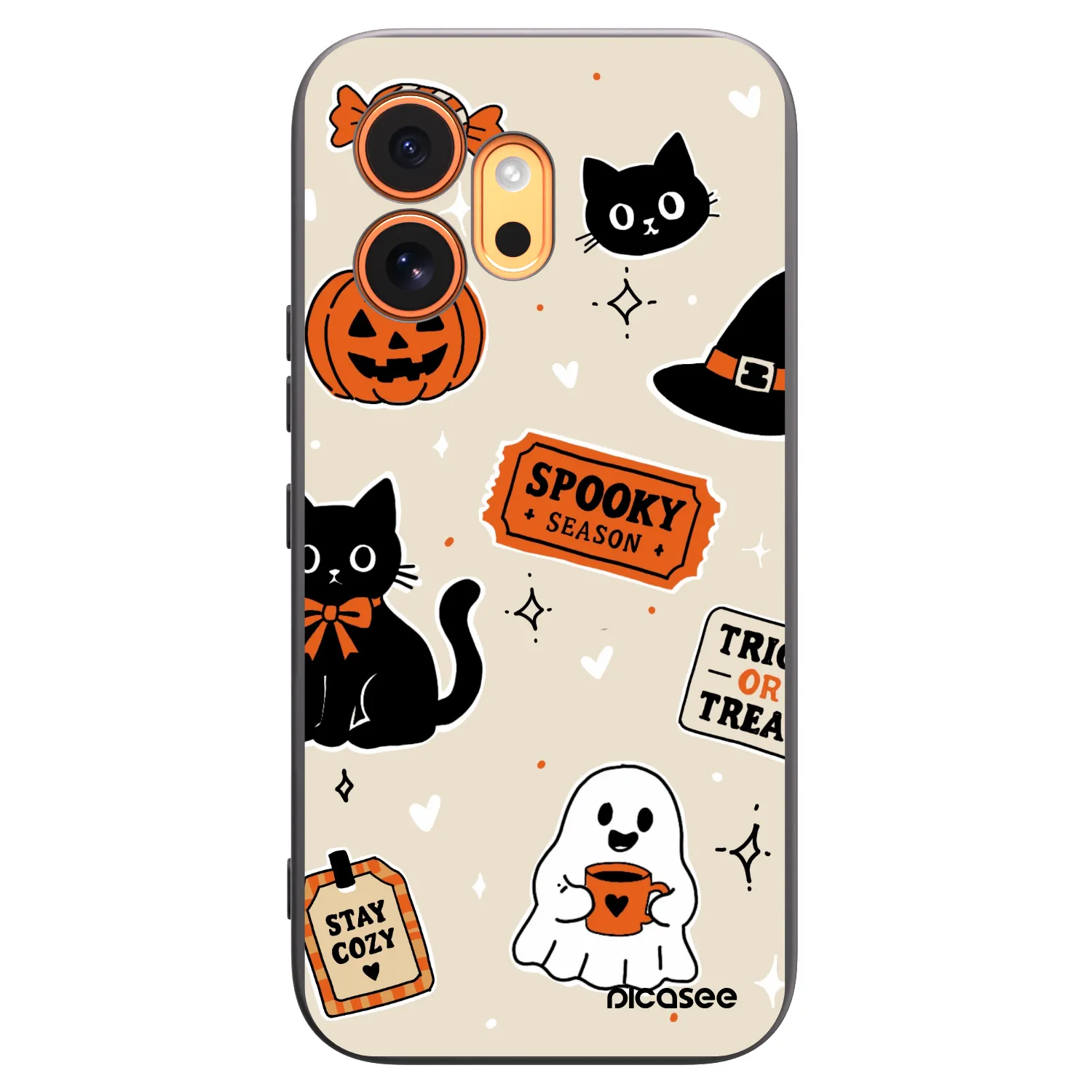 Picasee Μαύρη θήκη σιλικόνης για Honor 600 - Halloween stickers