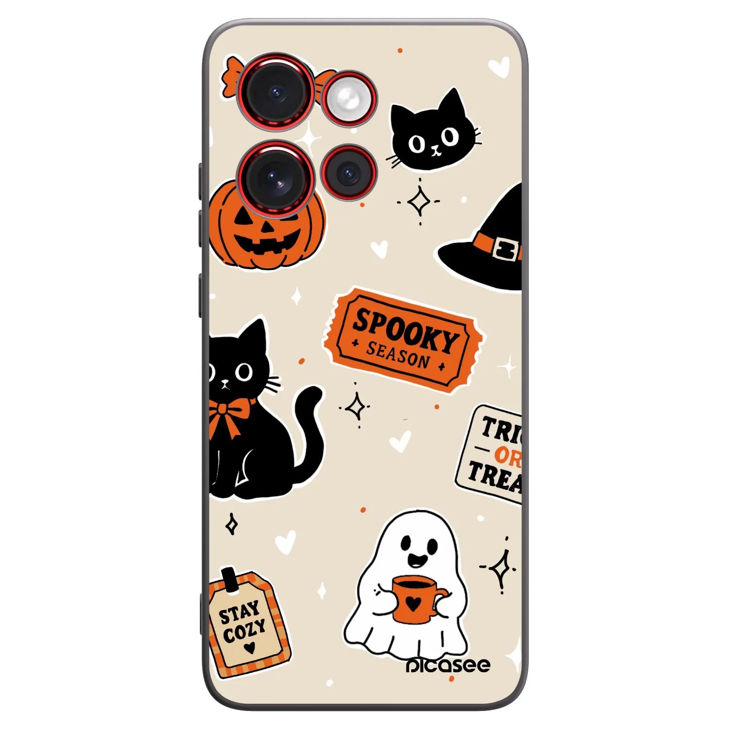 Picasee Μαύρη θήκη σιλικόνης για Motorola Edge 60 Neo 5G - Halloween stickers