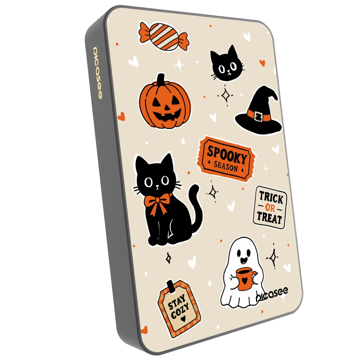 Picasee Powerbank με MagSafe 10 000 mAh Γκρί - Halloween stickers