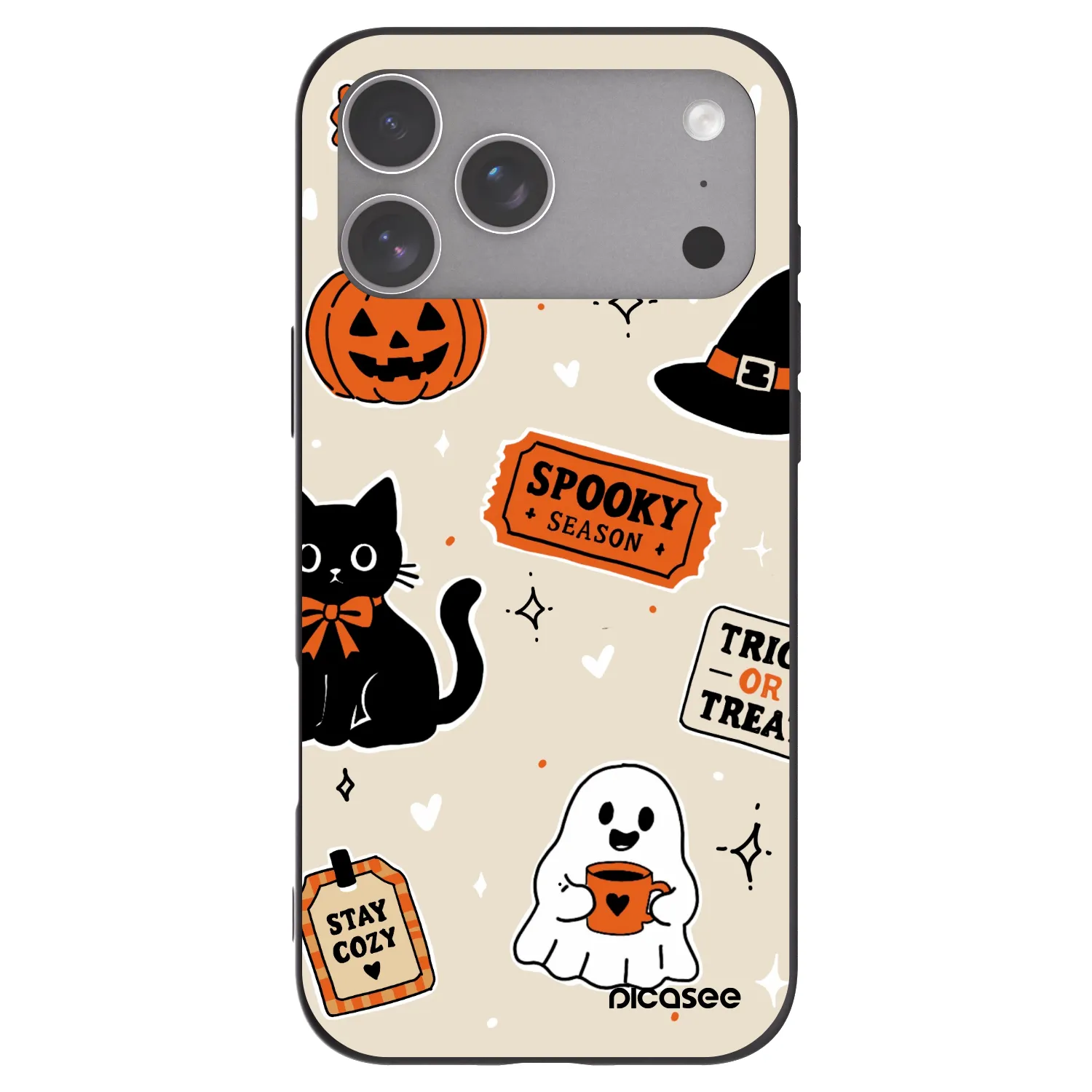 Picasee Μαύρη θήκη σιλικόνης για Apple iPhone 18 Pro Max - Halloween stickers
