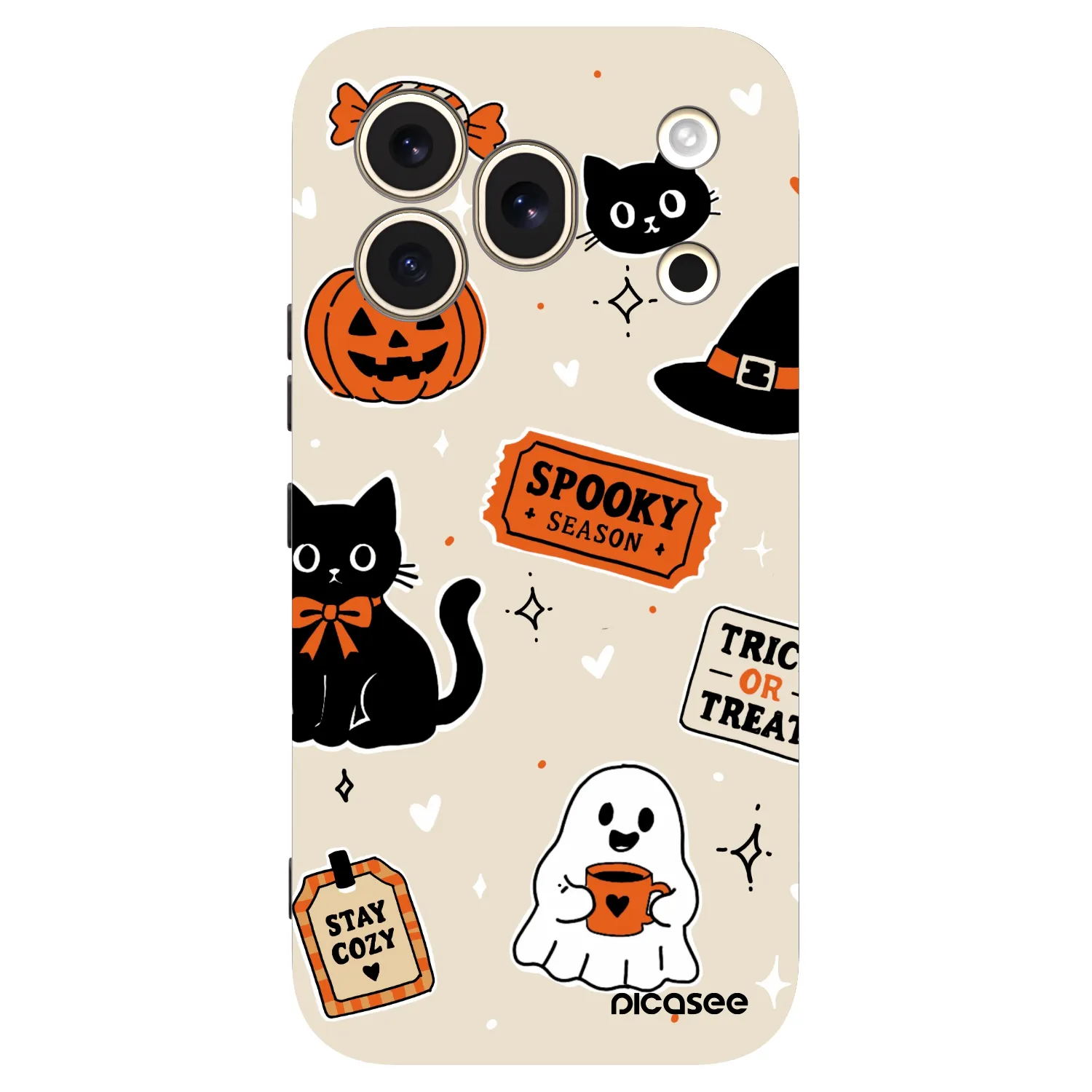 Picasee Μαύρη θήκη σιλικόνης για Honor 600 Pro - Halloween stickers