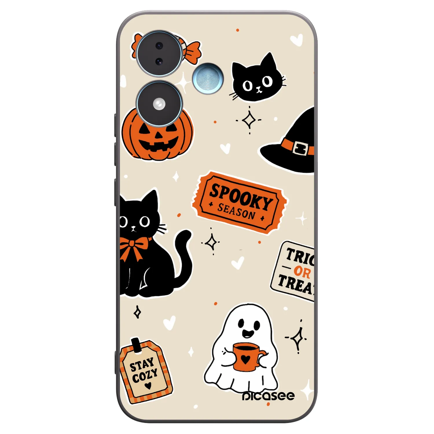 Picasee Μαύρη θήκη σιλικόνης για Xiaomi Redmi Note 17 5G - Halloween stickers