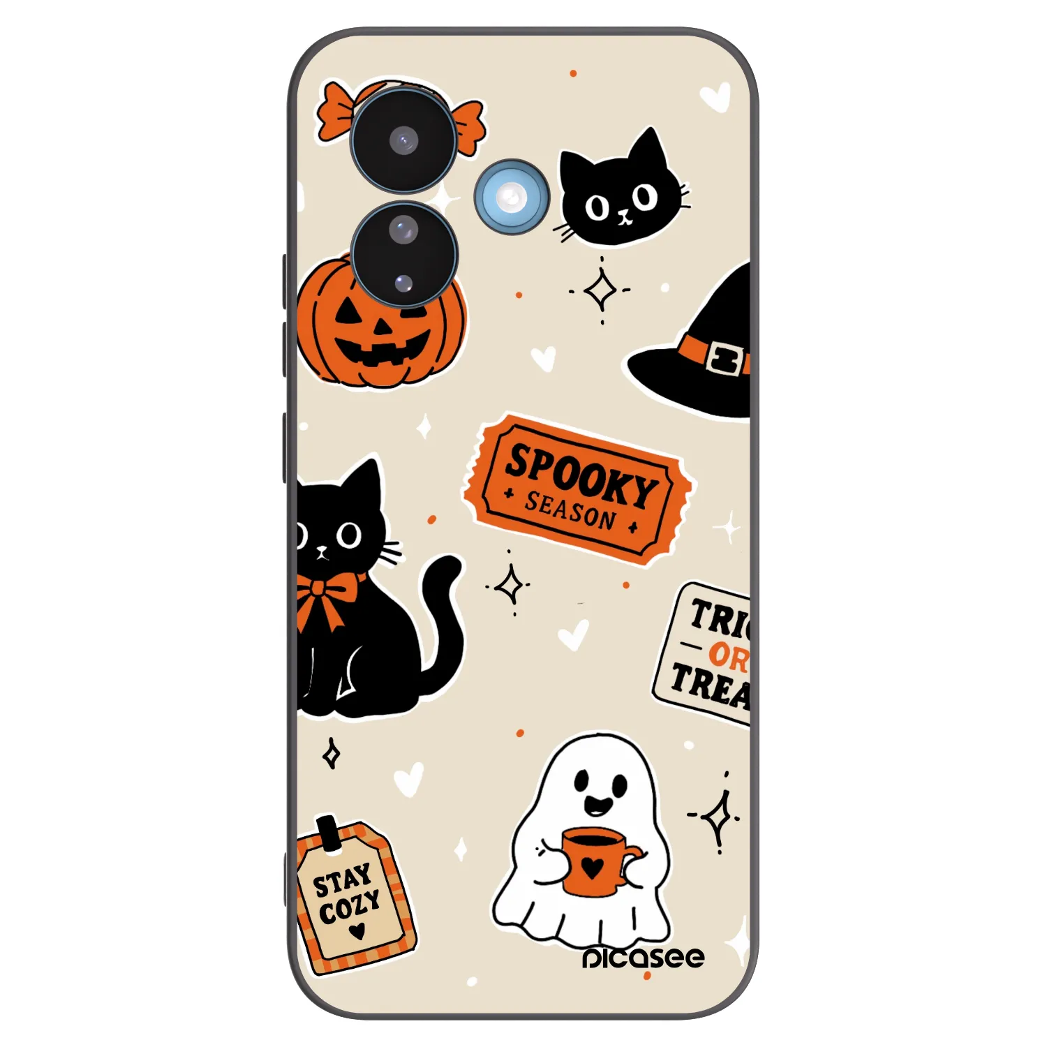 Picasee Μαύρη θήκη σιλικόνης για Xiaomi Redmi Note 17 Pro 5G - Halloween stickers