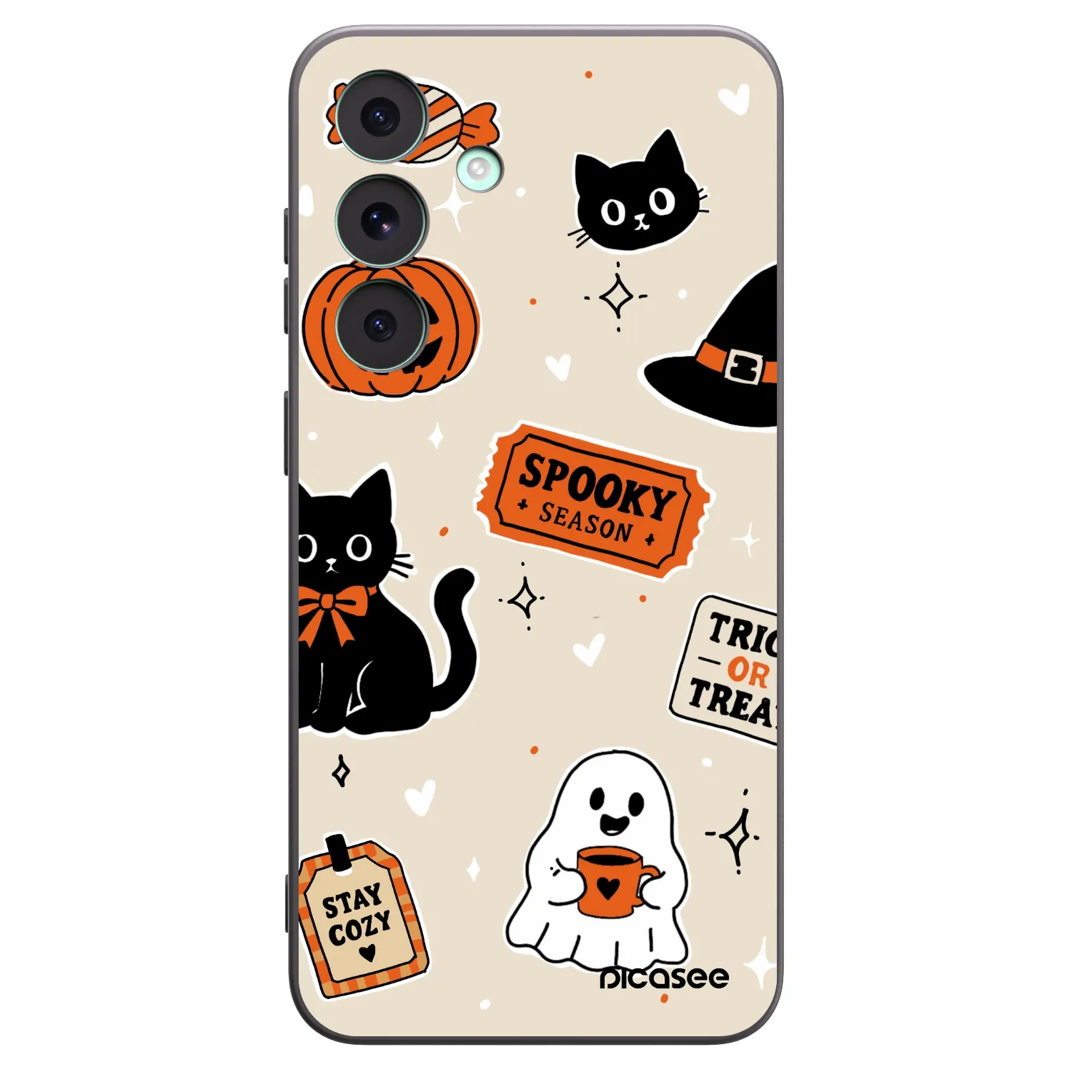 Picasee Μαύρη θήκη σιλικόνης για Samsung Galaxy S26 FE - Halloween stickers