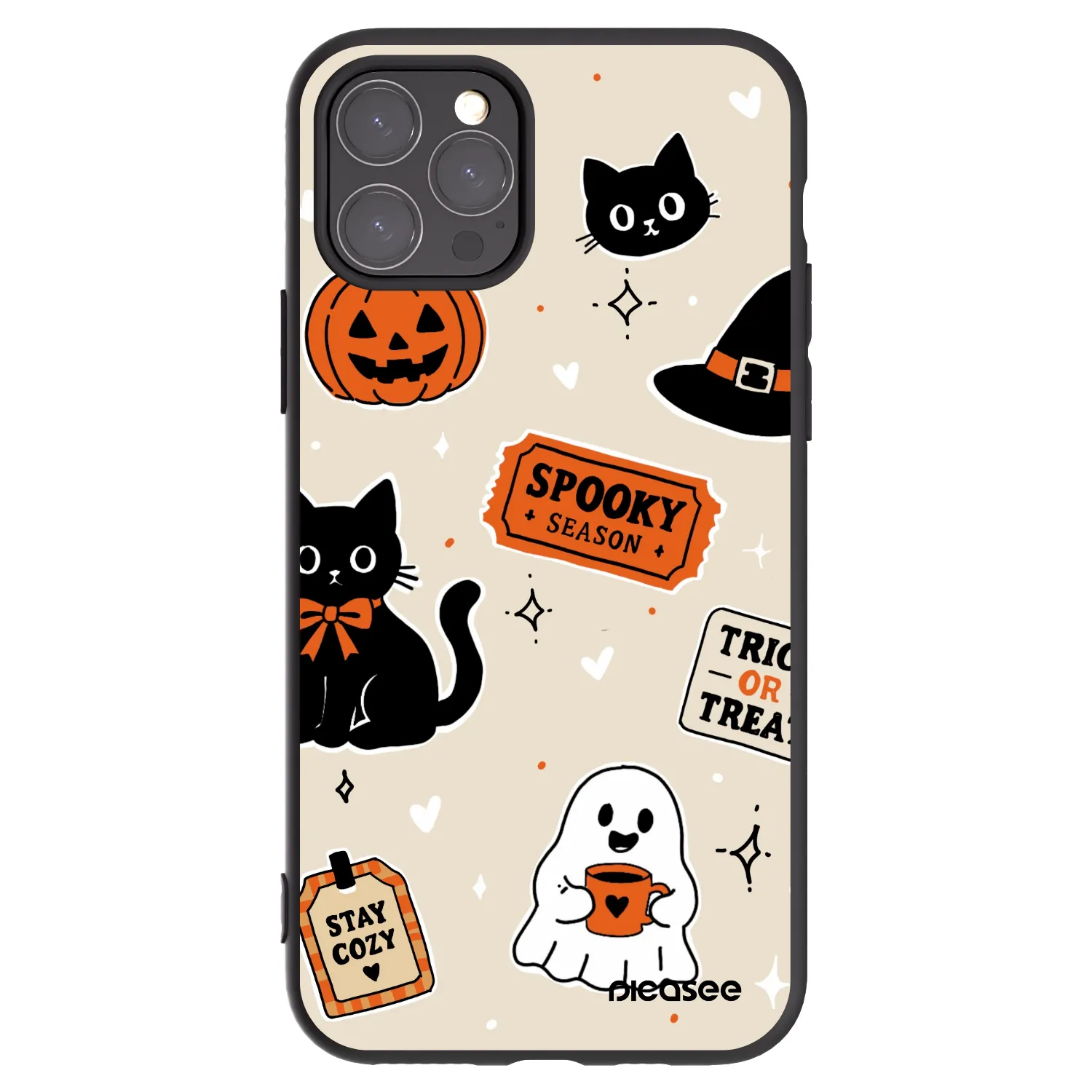 Picasee Μαύρη θήκη σιλικόνης για Apple iPhone 11 Pro - Halloween stickers