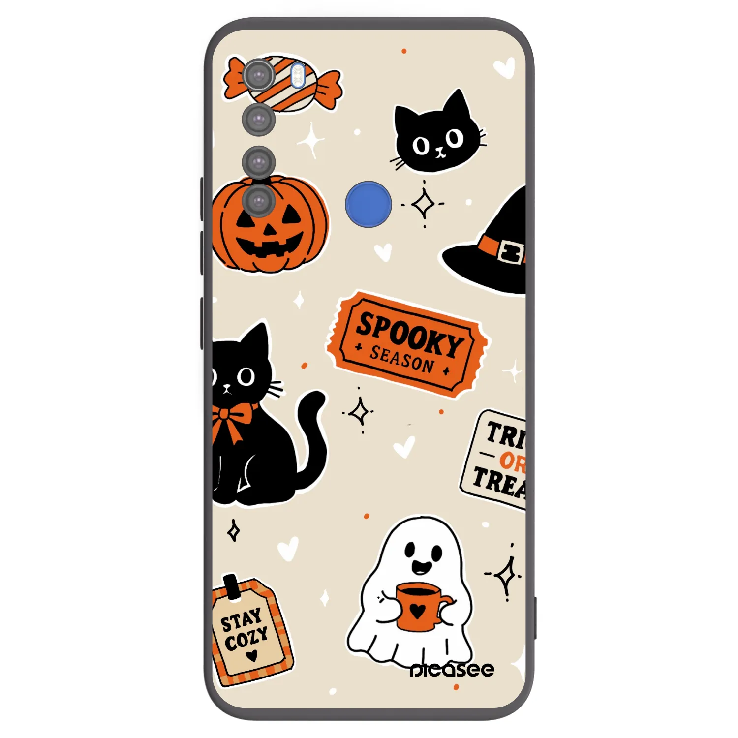 Picasee Μαύρη θήκη σιλικόνης για Xiaomi Redmi Note 8T - Halloween stickers