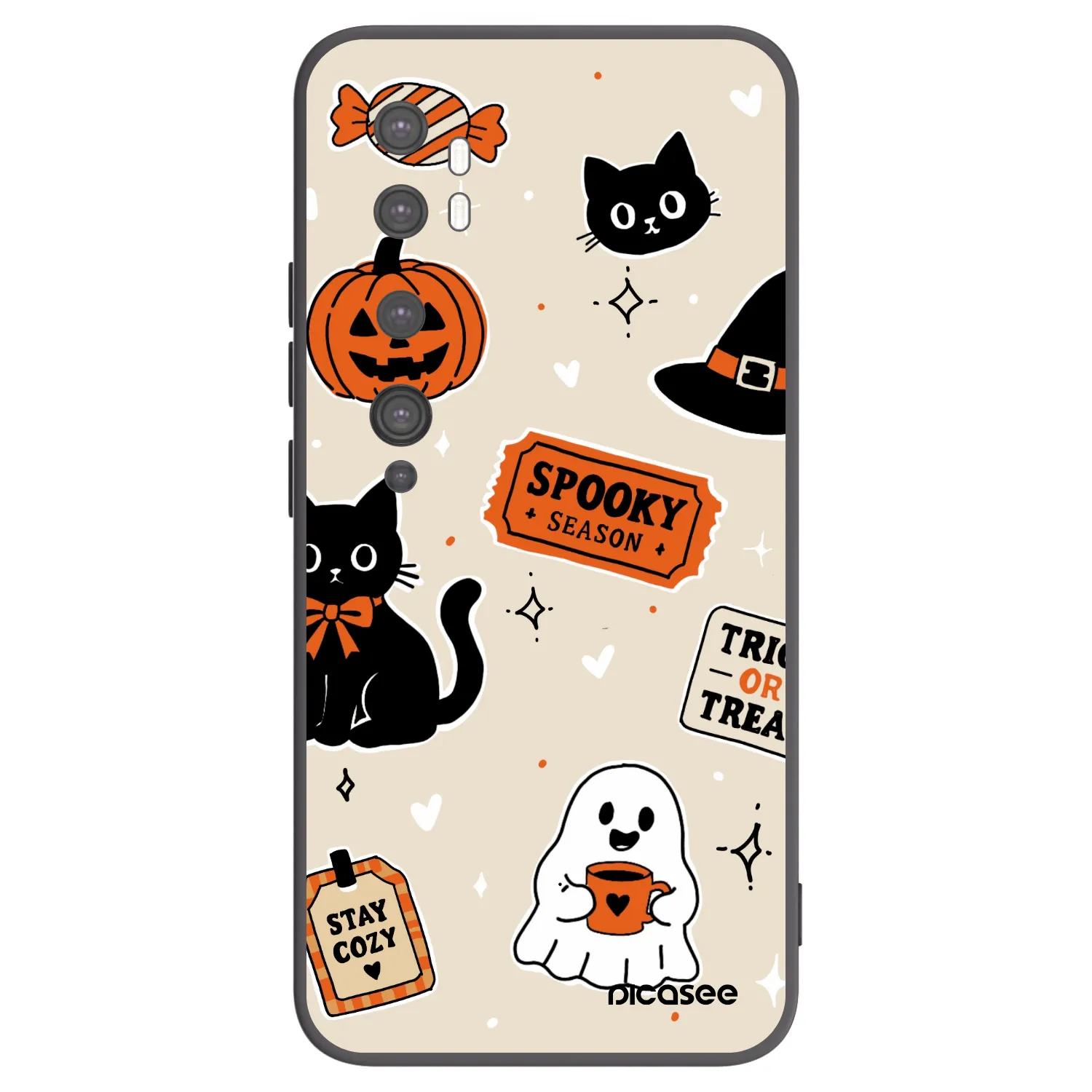Picasee Μαύρη θήκη σιλικόνης για Xiaomi Mi Note 10 (Pro) - Halloween stickers