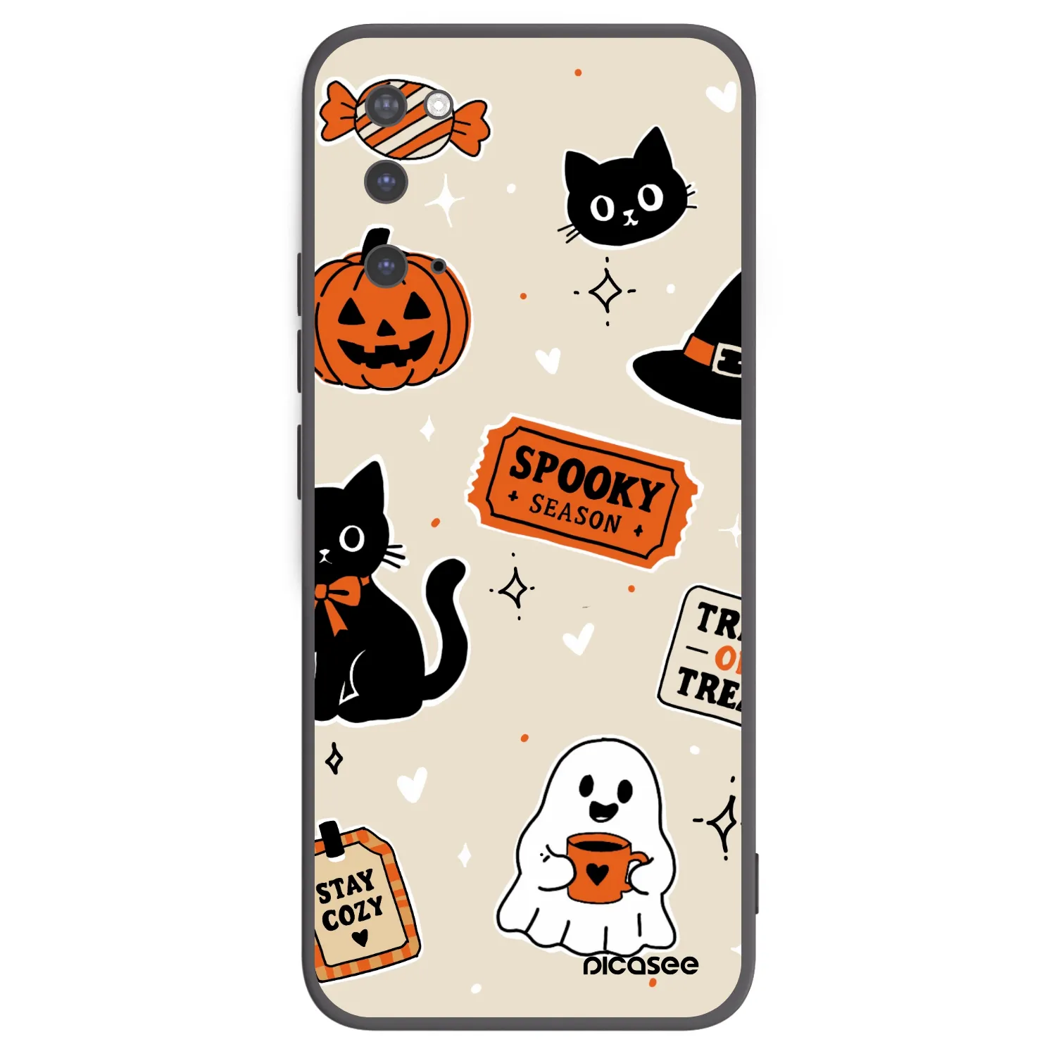 Picasee Μαύρη θήκη σιλικόνης για Samsung Galaxy S20 G980F - Halloween stickers