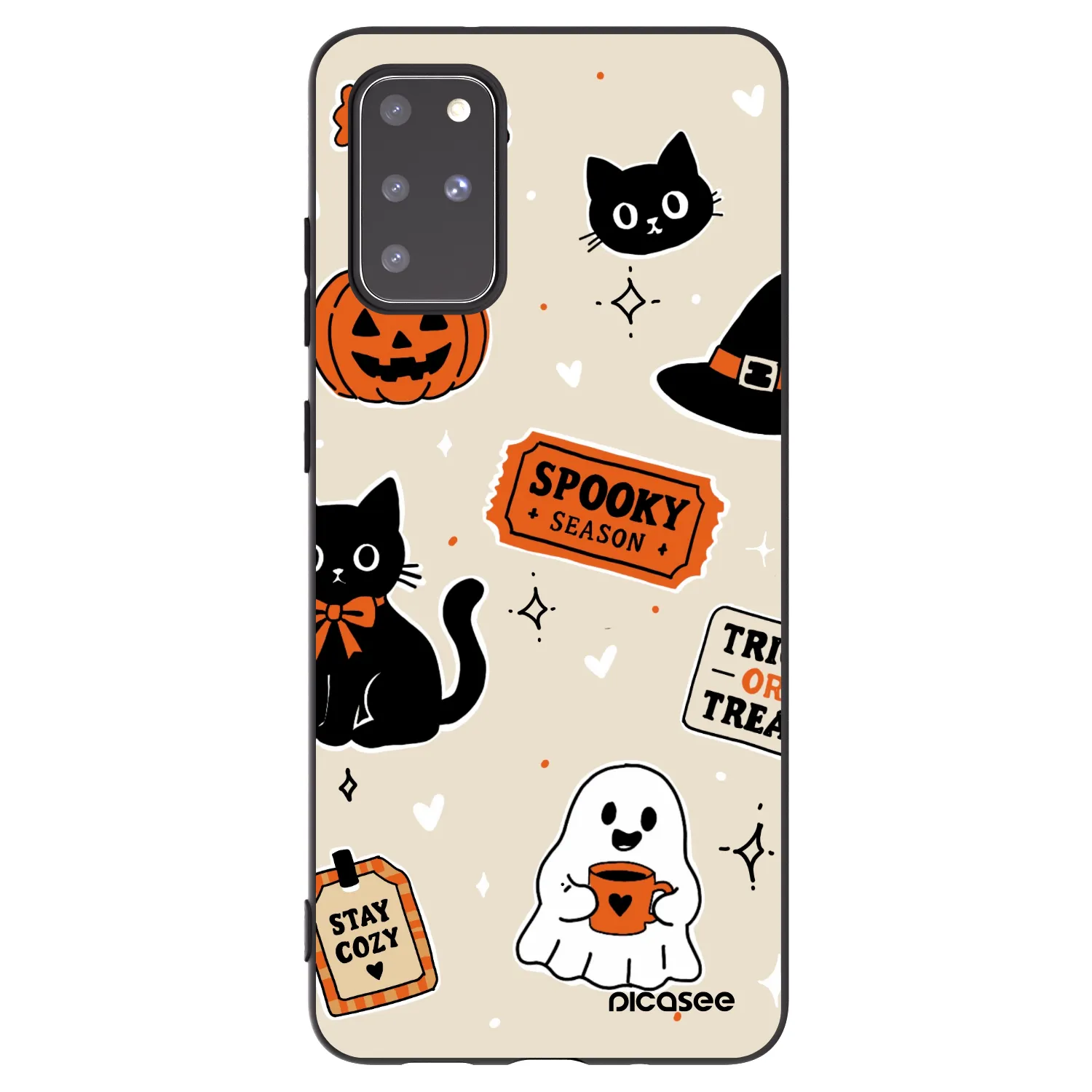 Picasee Μαύρη θήκη σιλικόνης για Samsung Galaxy S20+ G985F - Halloween stickers