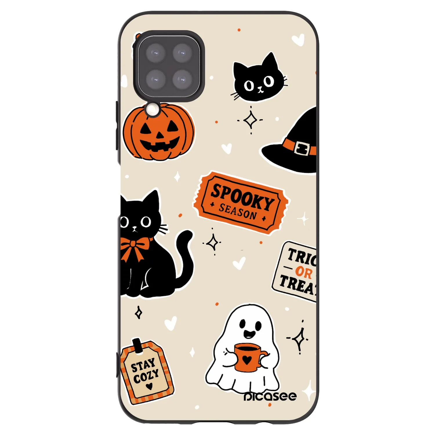 Picasee Μαύρη θήκη σιλικόνης για Huawei P40 Lite - Halloween stickers