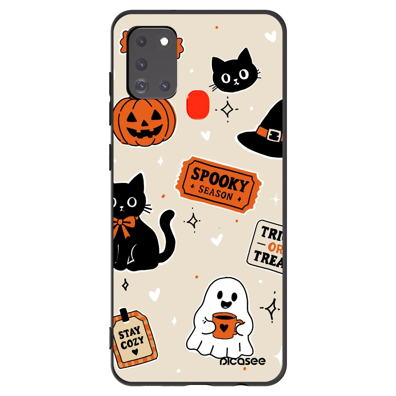 Picasee Μαύρη θήκη σιλικόνης για Samsung Galaxy A21s - Halloween stickers