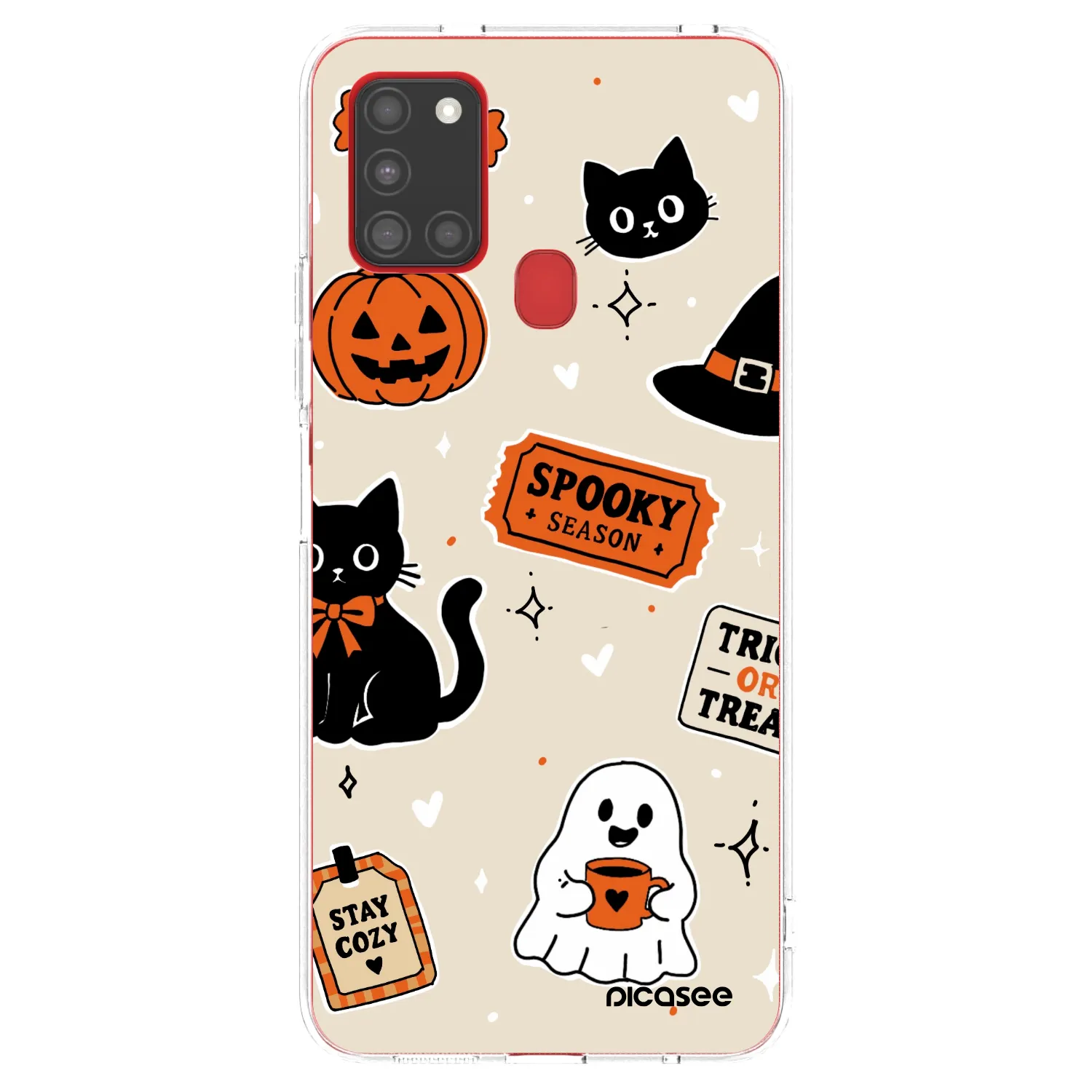 Picasee διαφανής θήκη σιλικόνης Samsung Galaxy A21s - Halloween stickers