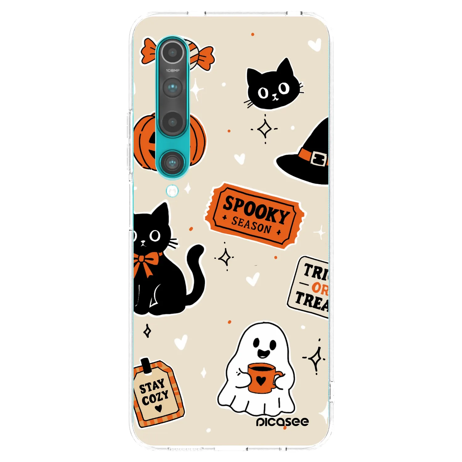 Picasee διαφανής θήκη σιλικόνης Xiaomi Mi 10 - Halloween stickers