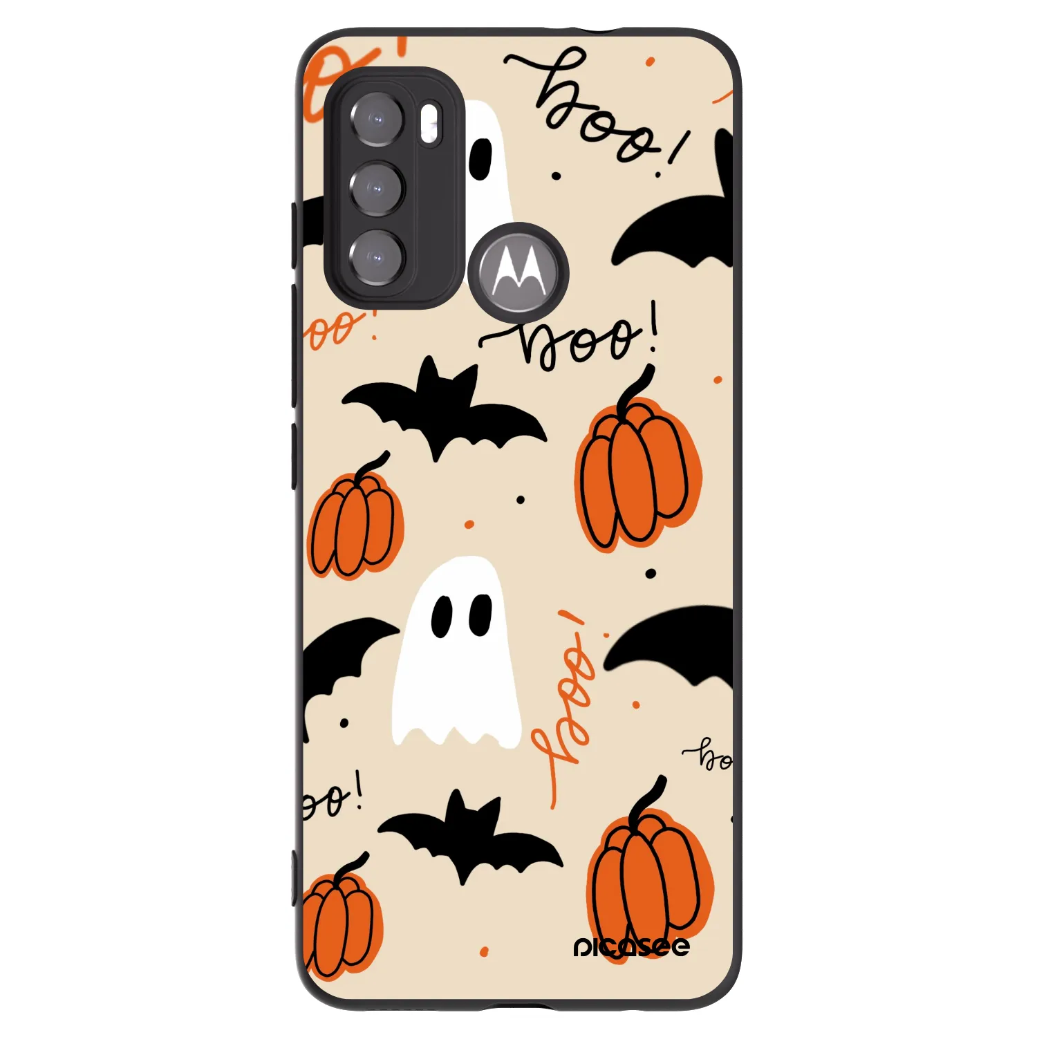 Picasee Μαύρη θήκη σιλικόνης για Motorola Moto G60 - Halloween 26