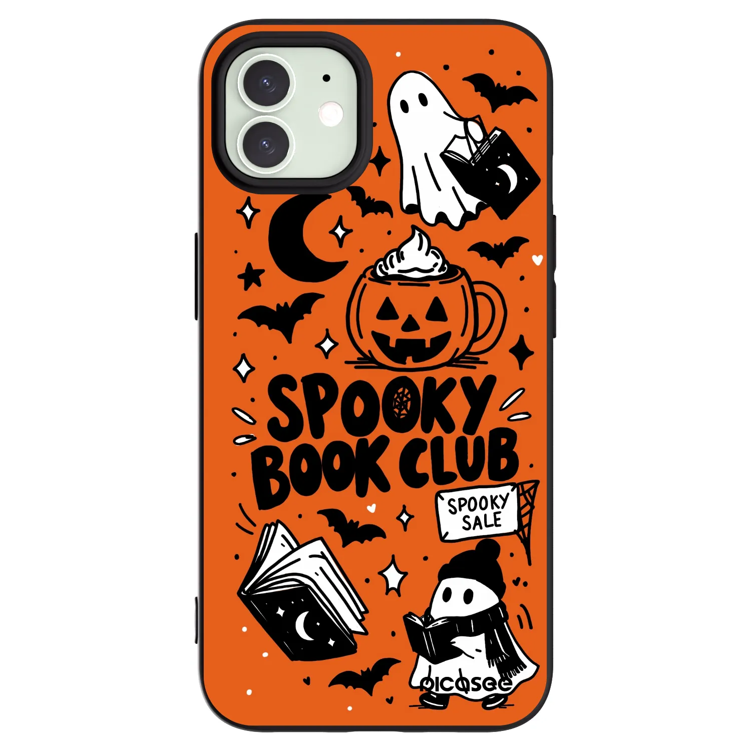 Picasee Μαύρη θήκη σιλικόνης για Apple iPhone 12 - Spooky book club