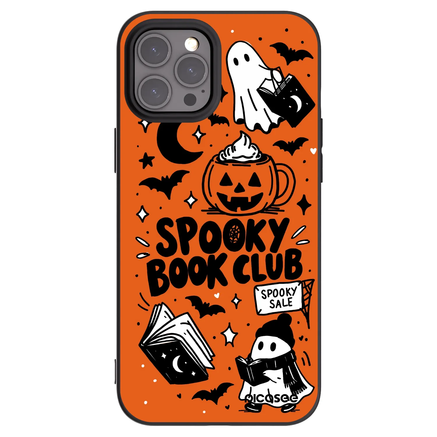 Picasee Μαύρη θήκη σιλικόνης για Apple iPhone 12 Pro Max - Spooky book club