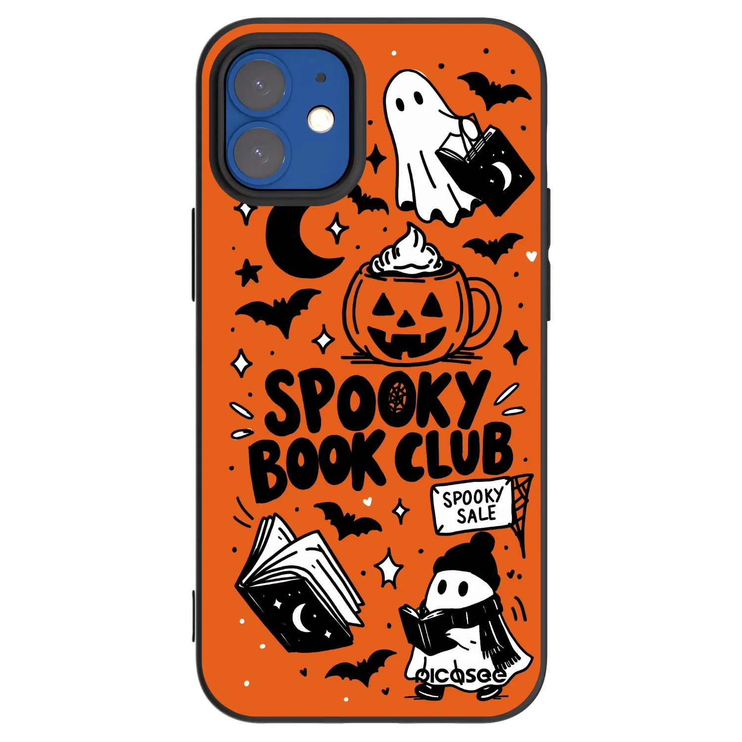 Picasee Μαύρη θήκη σιλικόνης για Apple iPhone 12 mini - Spooky book club