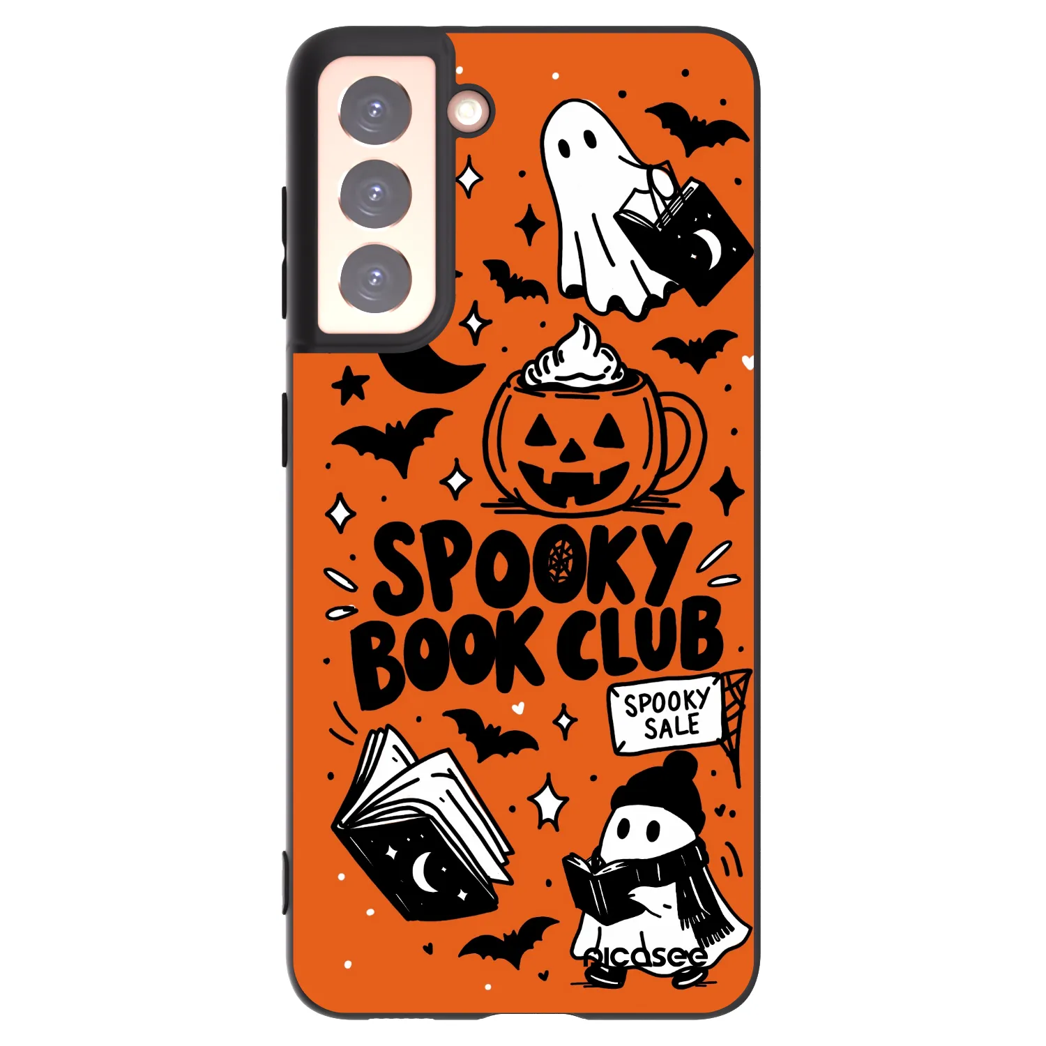 Picasee Μαύρη θήκη σιλικόνης για Samsung Galaxy S21 5G G991B - Spooky book club