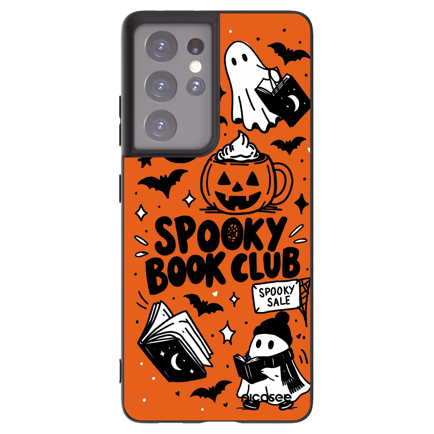 Picasee Μαύρη θήκη σιλικόνης για Samsung Galaxy S21 Ultra 5G G998B - Spooky book club